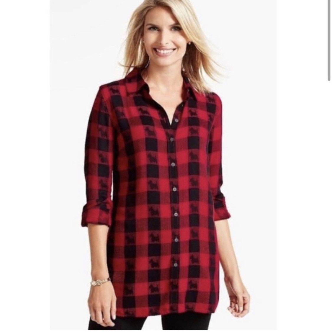 Talbots Talbots Buffalo Plaid Scottie Dog Terrier Button Down Shirt Size S / US 4 / IT 40 - 6 Thumbnail