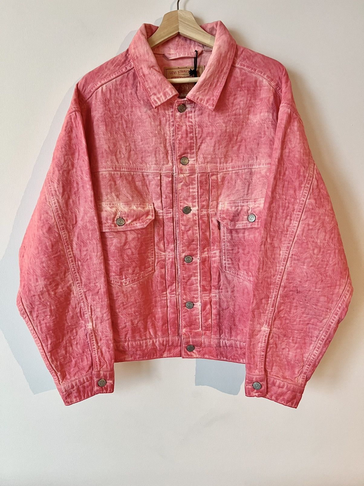 Stussy Stüssy x Levi's Jacquard Trucker Jacket Pink | Grailed