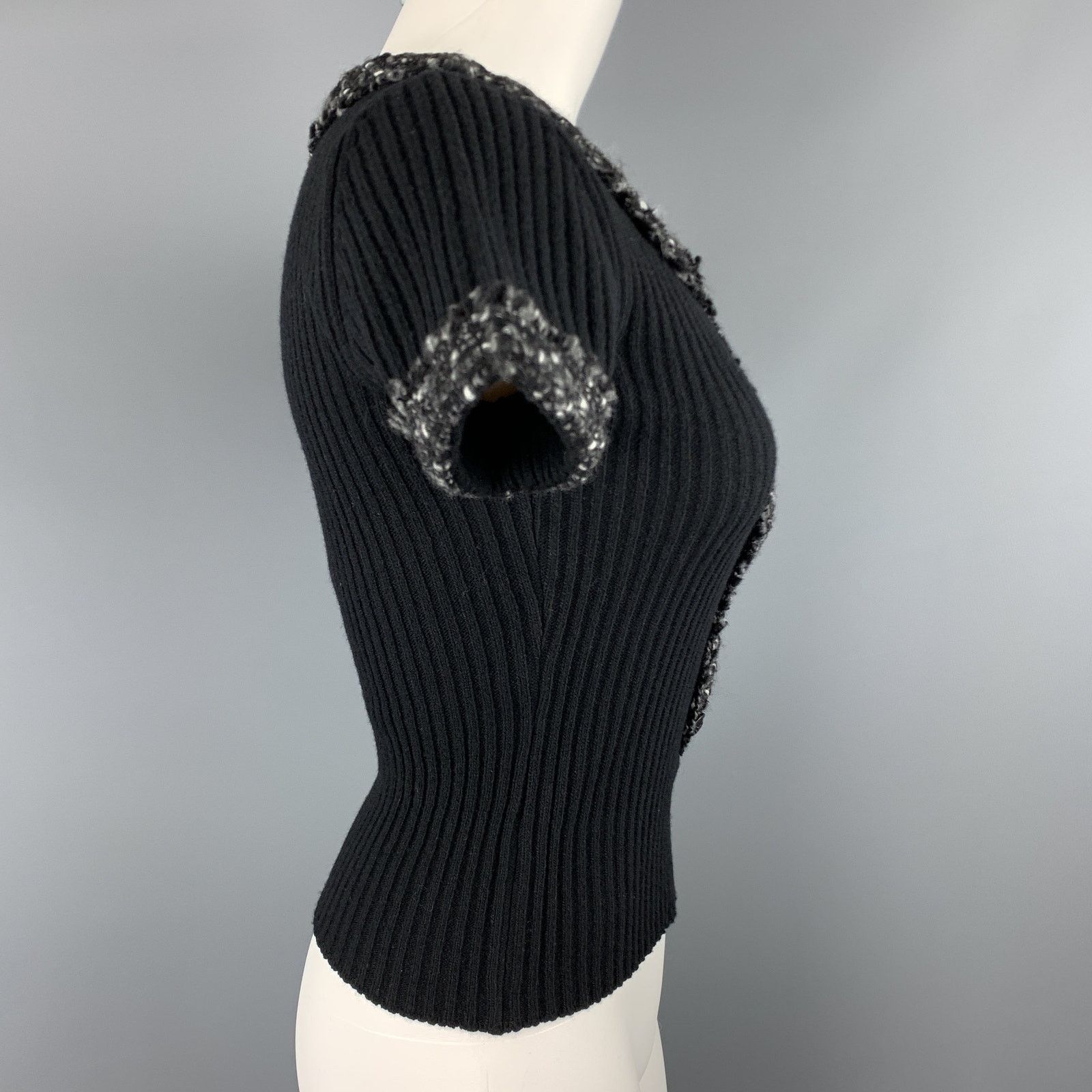 Carolina Herrera CAROLINA HERRERA Size 6 Black Wool Blend Gray Trim Pullover Size M / US 6-8 / IT 42-44 - 4 Thumbnail