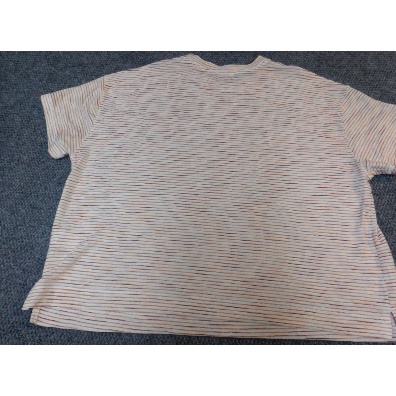 Old Navy Old Navy Womens Blouse 2X Plus Striped Stretch Short Sleeve Round Neck Pullover Casual Multicolor Button Cotton 100% Regular Size XXL / US 16-18 / IT 52-54 - 7 Thumbnail