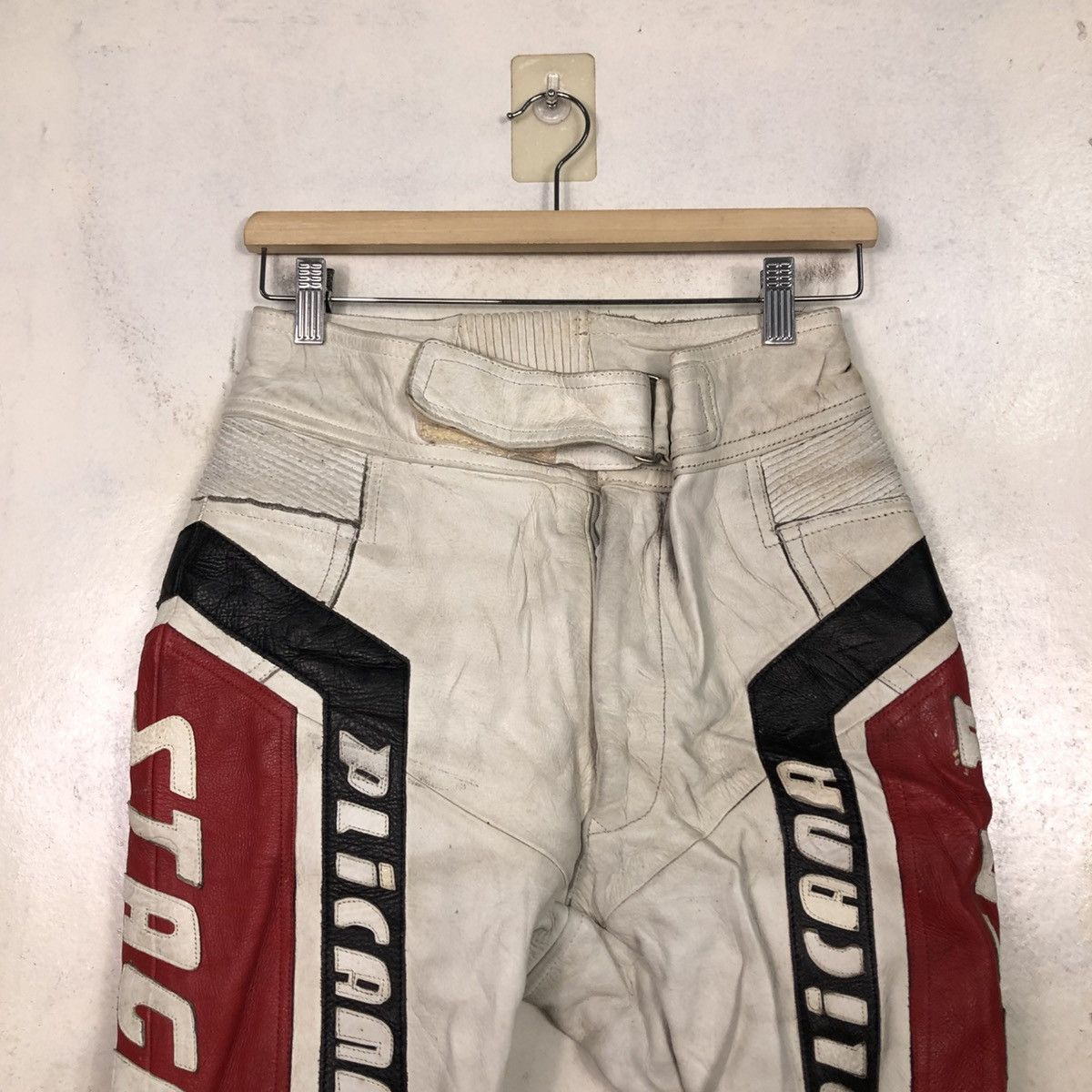 Japanese Brand 📌Vintage Leather Biker Pants Plicana Big Logo Size US 26 / EU 42 - 5 Thumbnail