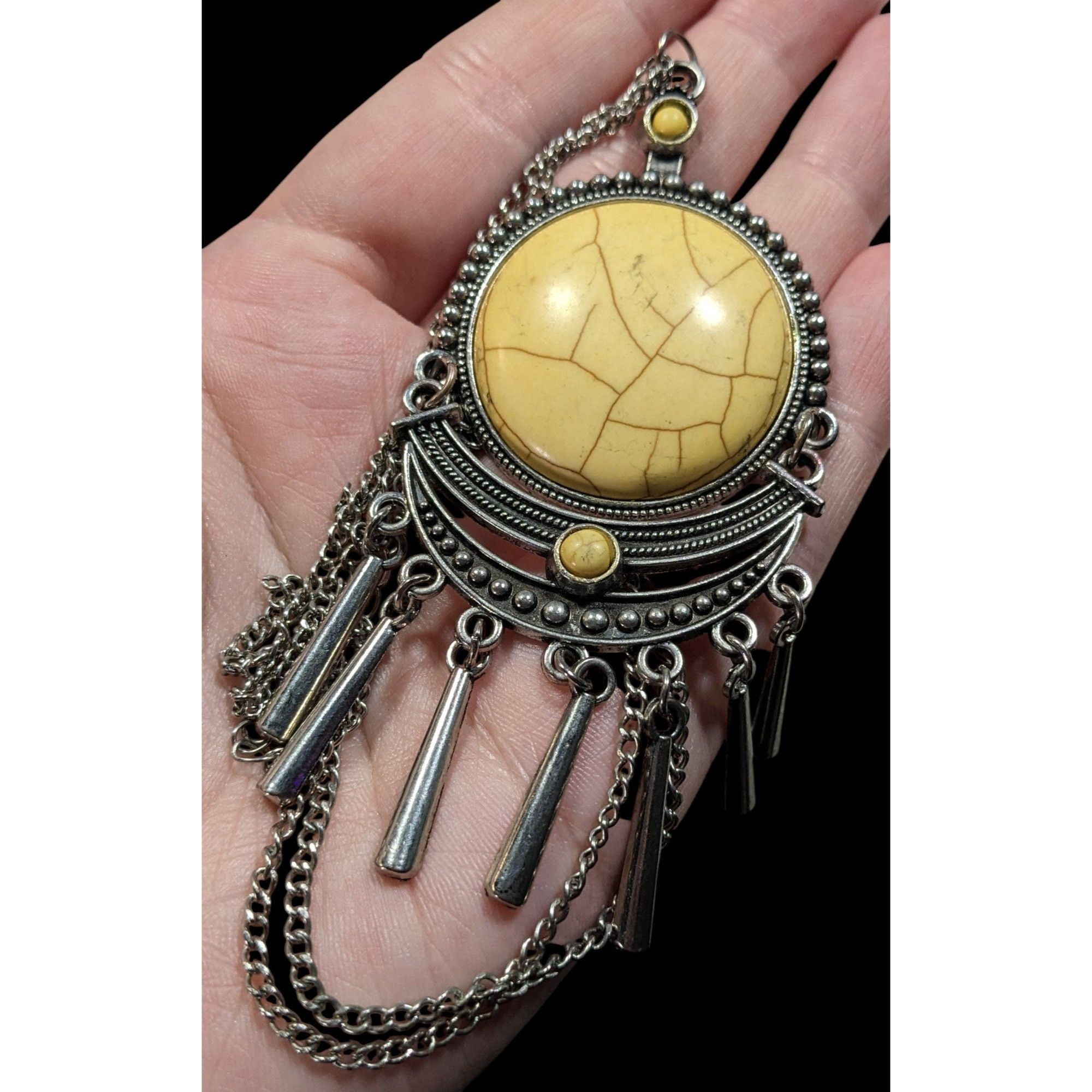 Other Paparazzi Bohemian Yellow And Silver Tone Pendant Necklace Size ONE SIZE - 4 Thumbnail