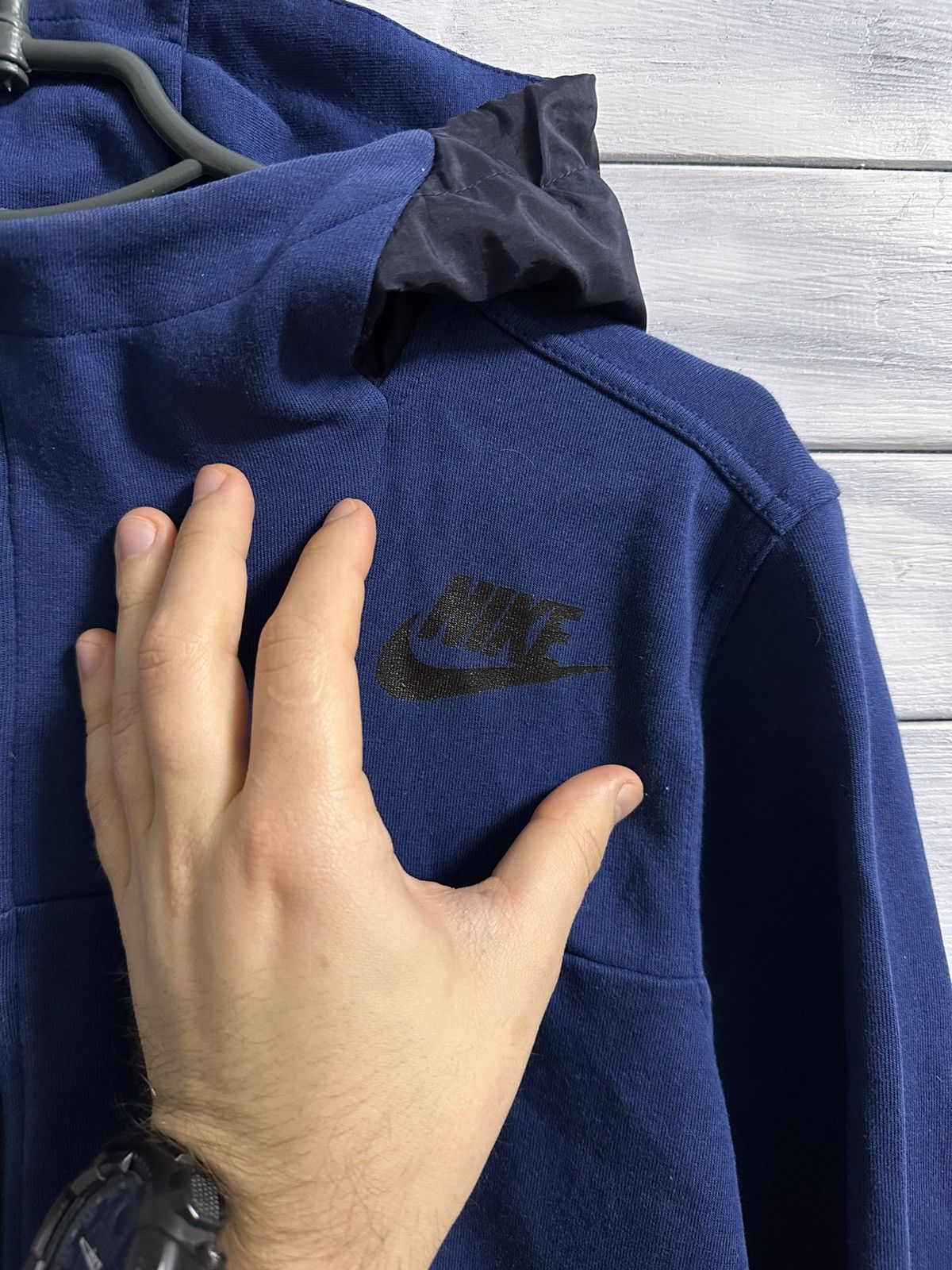 Nike Rare Vintage Zip Hoodie Nike Nylon Hood Swoosh Drill. Size US M / EU 48-50 / 2 - 2 Thumbnail
