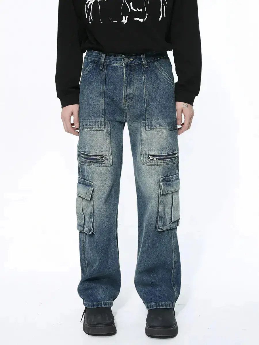 Japanese Brand Retro loose high street pocket jeans Size US 32 / EU 48 - 6 Thumbnail