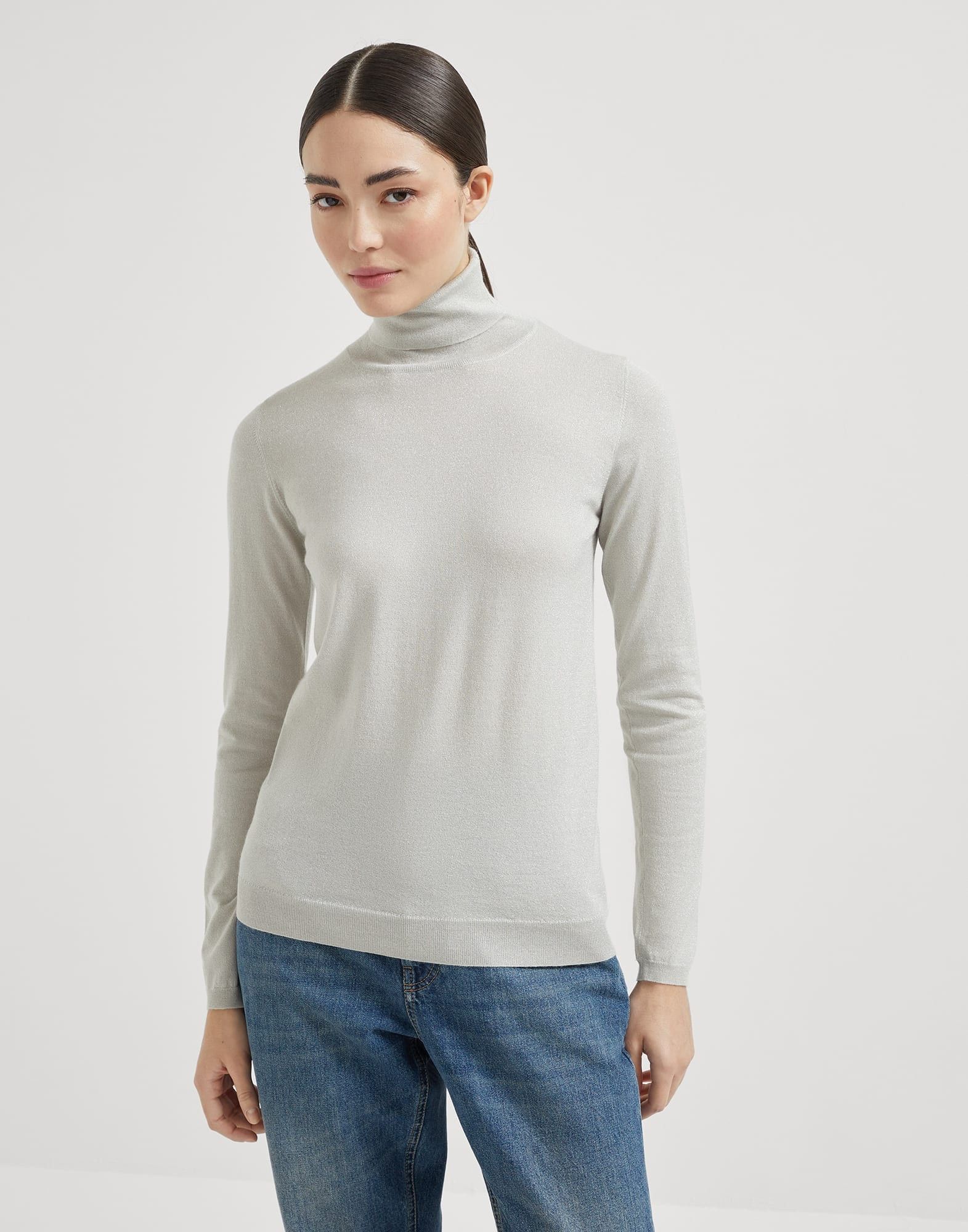 Brunello Cucinelli o1la1rc1a1025 Turtleneck Sweater in Grey Size M / US 6-8 / IT 42-44 - 1 Thumbnail