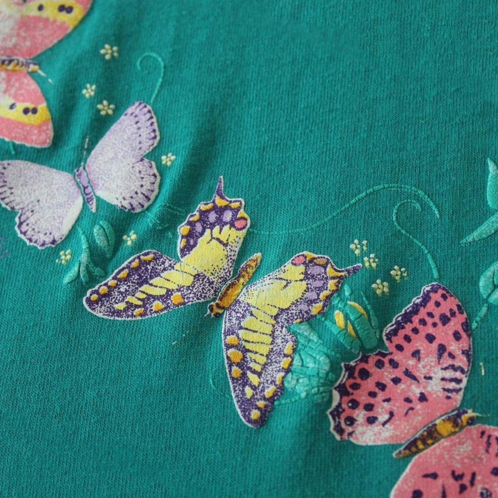 Vintage Vintage 90's Puff Print Butterfly Heart Graphic Tee Size L / US 10 / IT 46 - 4 Thumbnail
