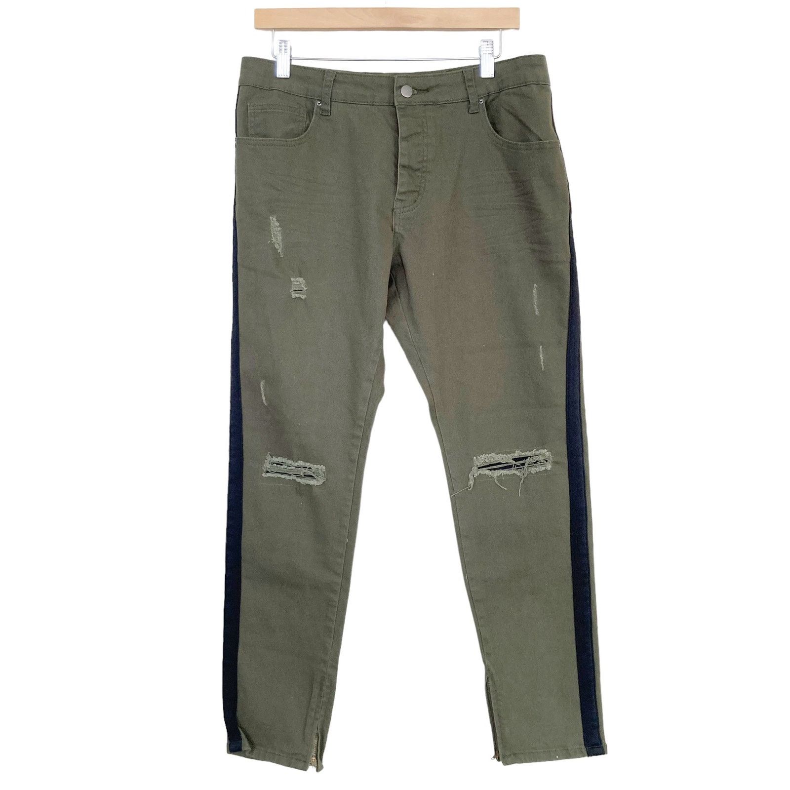 Amiri Amiri Green Black Distressed Button Fly Jeans Sz 36 Size US 36 / EU 52 - 8 Thumbnail