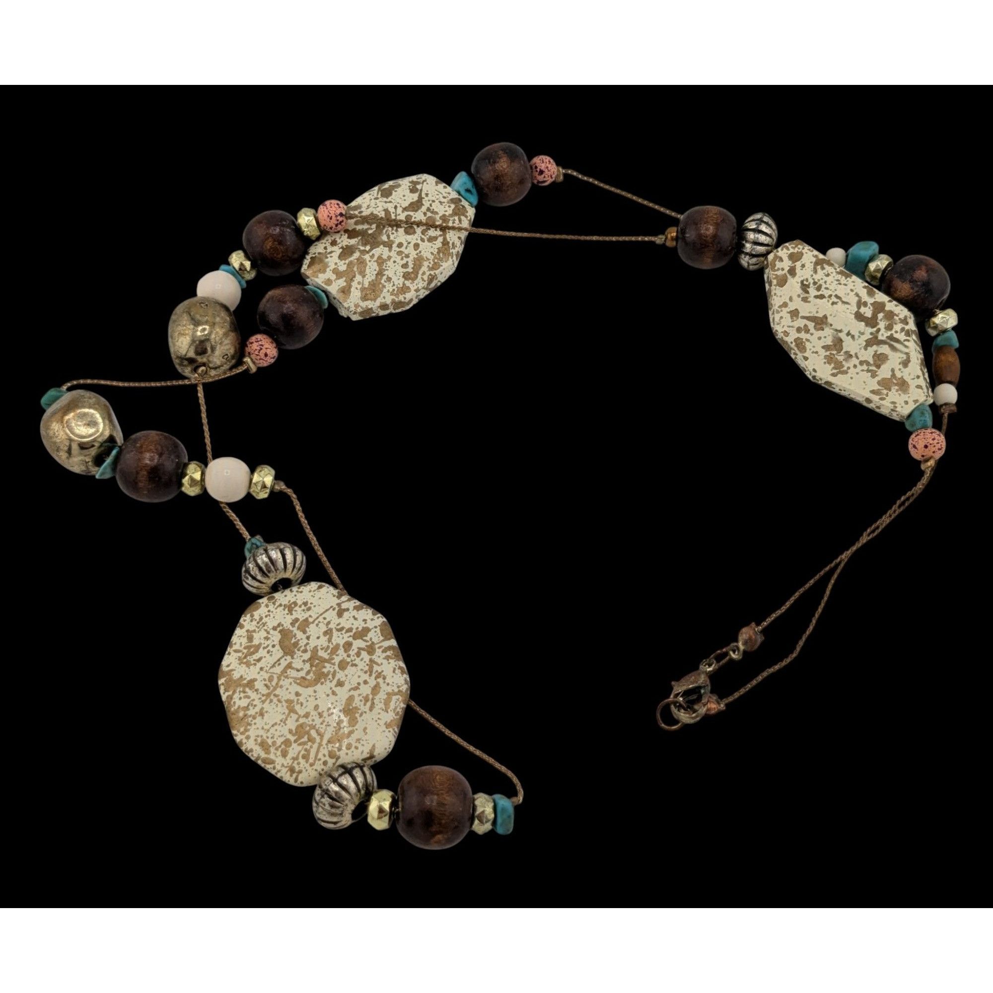 Other Vintage 90s Rustic Southwestern Beaded Station Necklace Size ONE SIZE - 1 Thumbnail