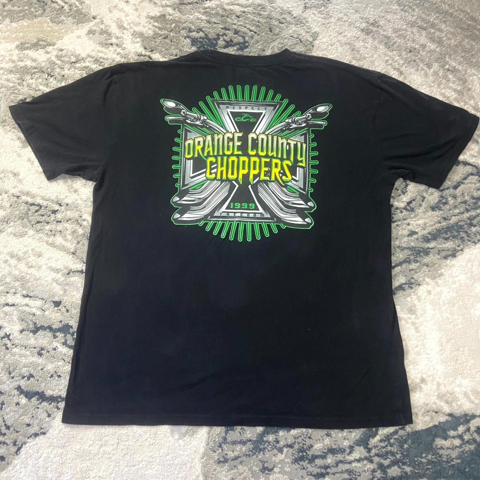 & Other Stories Orange County Choppers Y2K T Shirt Sz 2XL Black Grunge AOP Size US XXL / EU 58 / 5 - 1 Thumbnail