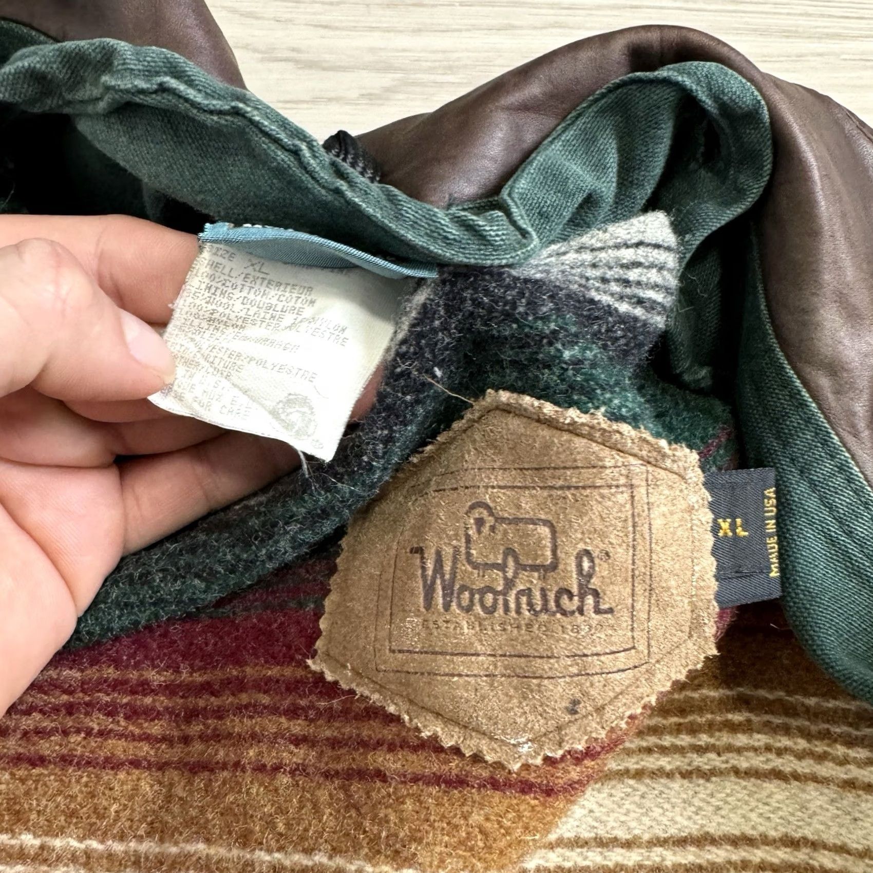 Vintage VINTAGE Woolrich Barn Chore Coat Jacket XL Green Wool Lined Leather Collar USA Men Overcoat 90s Hipster Outdoor Pockets Removable Lining Size US XL / EU 56 / 4 - 7 Thumbnail