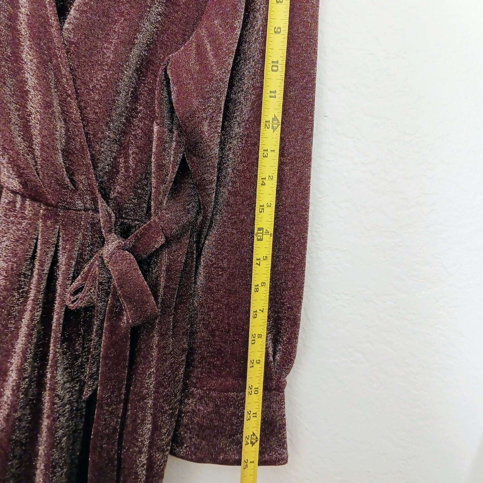 Other Lane Bryant Lurex Faux-Wrap Dress Plus 22 Cranberry Sparkle Size 3XL / US 20-22 - 16 Thumbnail