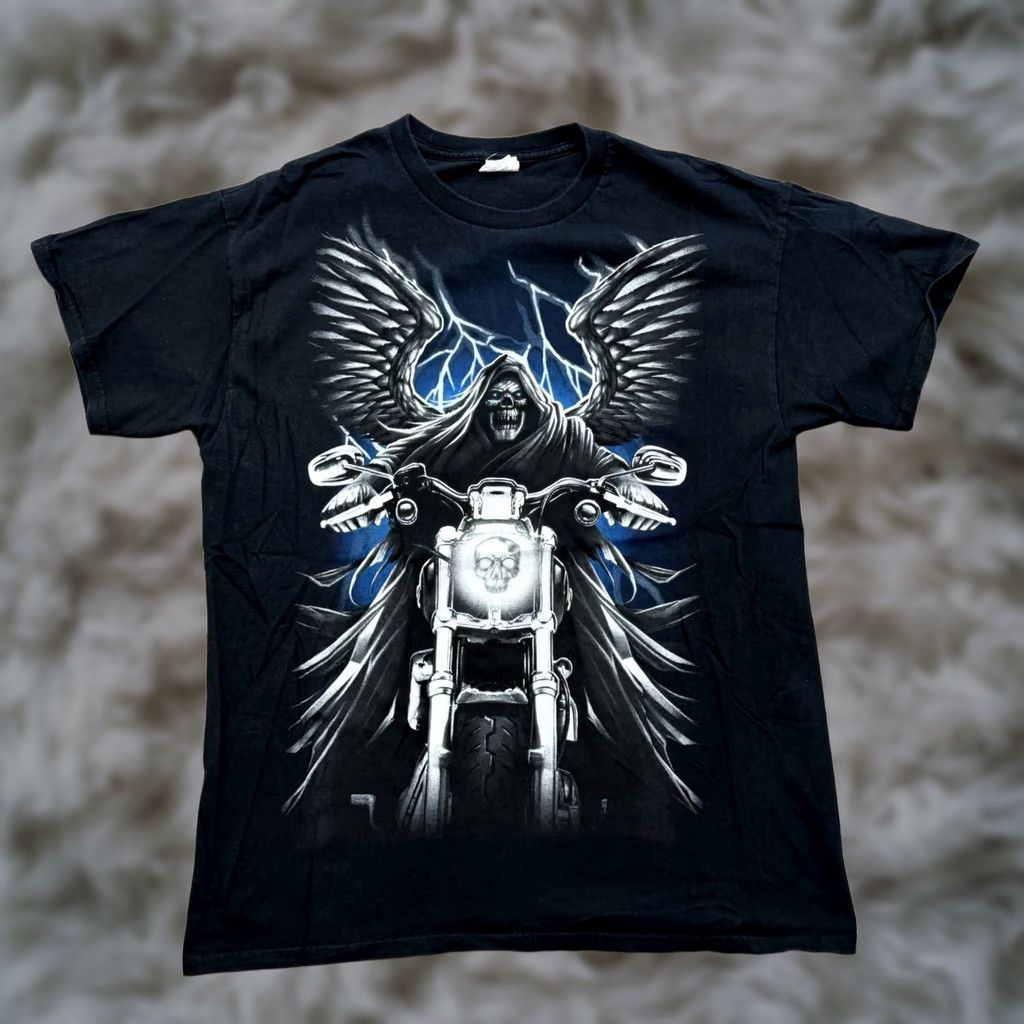 Vintage VINTAGE Grim Reaper T Shirt Mens L Black Shirt Sleeve Thunder Size US L / EU 52-54 / 3 - 1 Thumbnail
