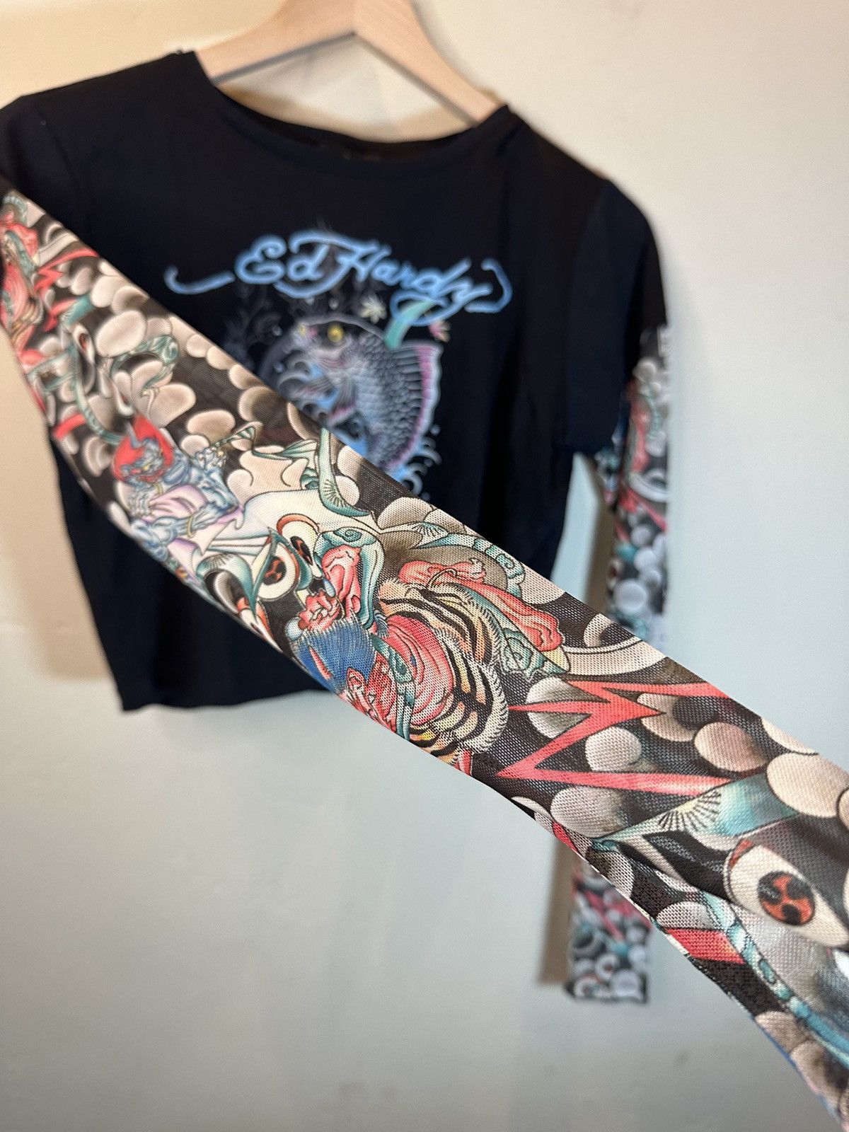 Ed Hardy *RARE* New Ed Hardy Layered Tattoo Sleeve Koi Fish Shirt Size L / US 10 / IT 46 - 2 Thumbnail
