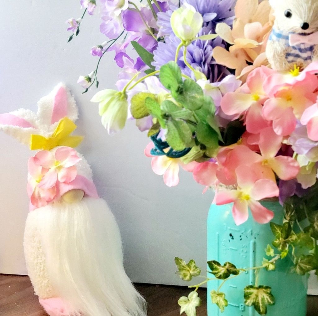 Handmade Pink Plumeria Flower Easter Bunny Spring Time Gnome Size ONE SIZE - 4 Thumbnail