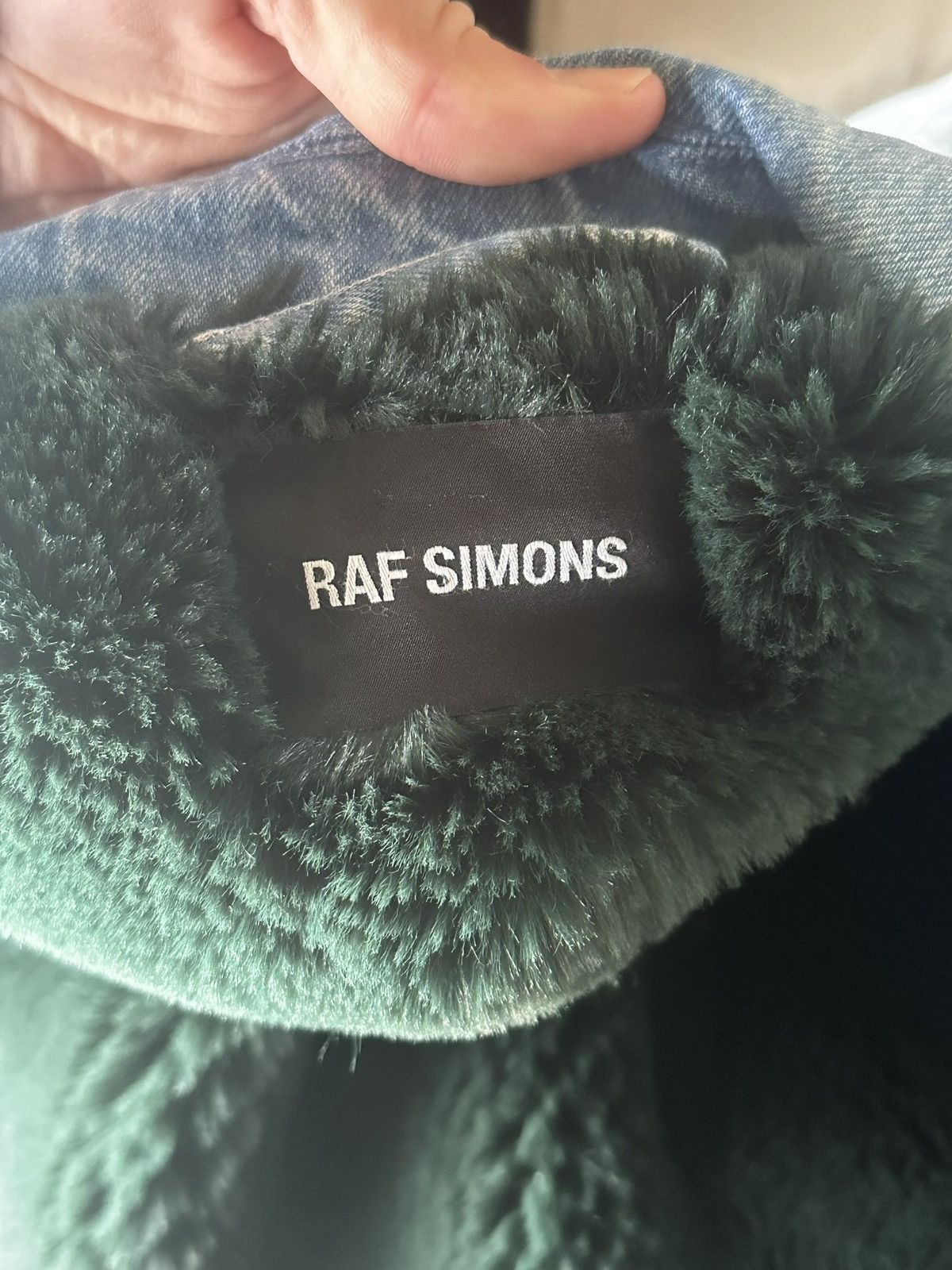 Raf Simons Raf Simons Big Fit Denim Green Faux Fur Lined Jacket Sunfade Size US S / EU 44-46 / 1 - 4 Thumbnail