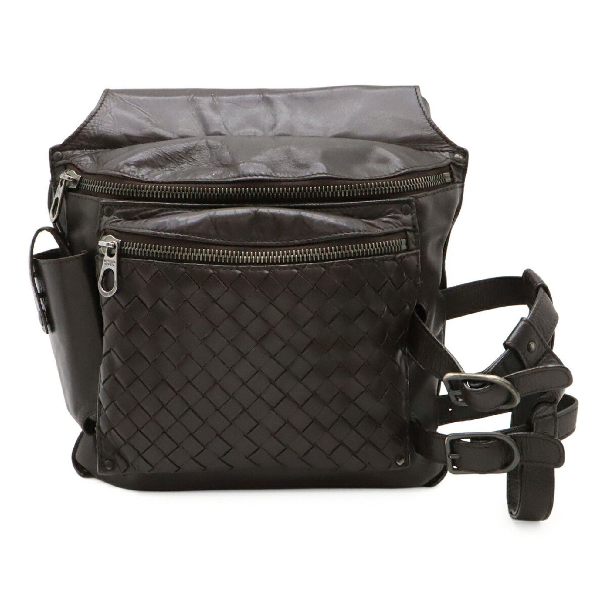 Bottega Veneta BOTTEGA VENETA Intrecciato Waist Bag/Body Bag in Dark Brown Leather (121604) Size ONE SIZE - 1 Thumbnail