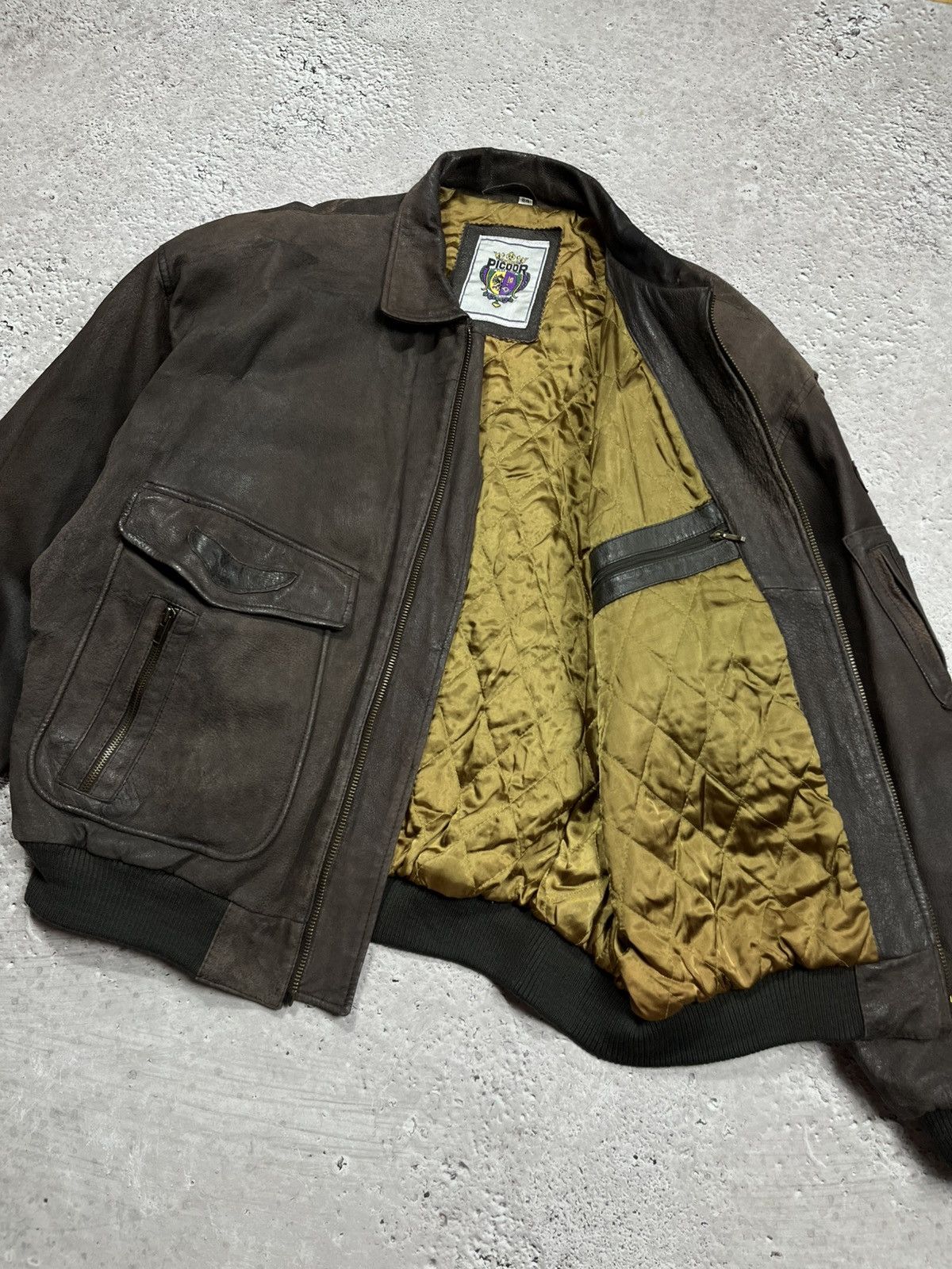 Japanese Brand × Leather × Vintage Vintage Distressed Aviator Bomber Jacket Brown Leather Look Size US XL / EU 56 / 4 - 8 Thumbnail