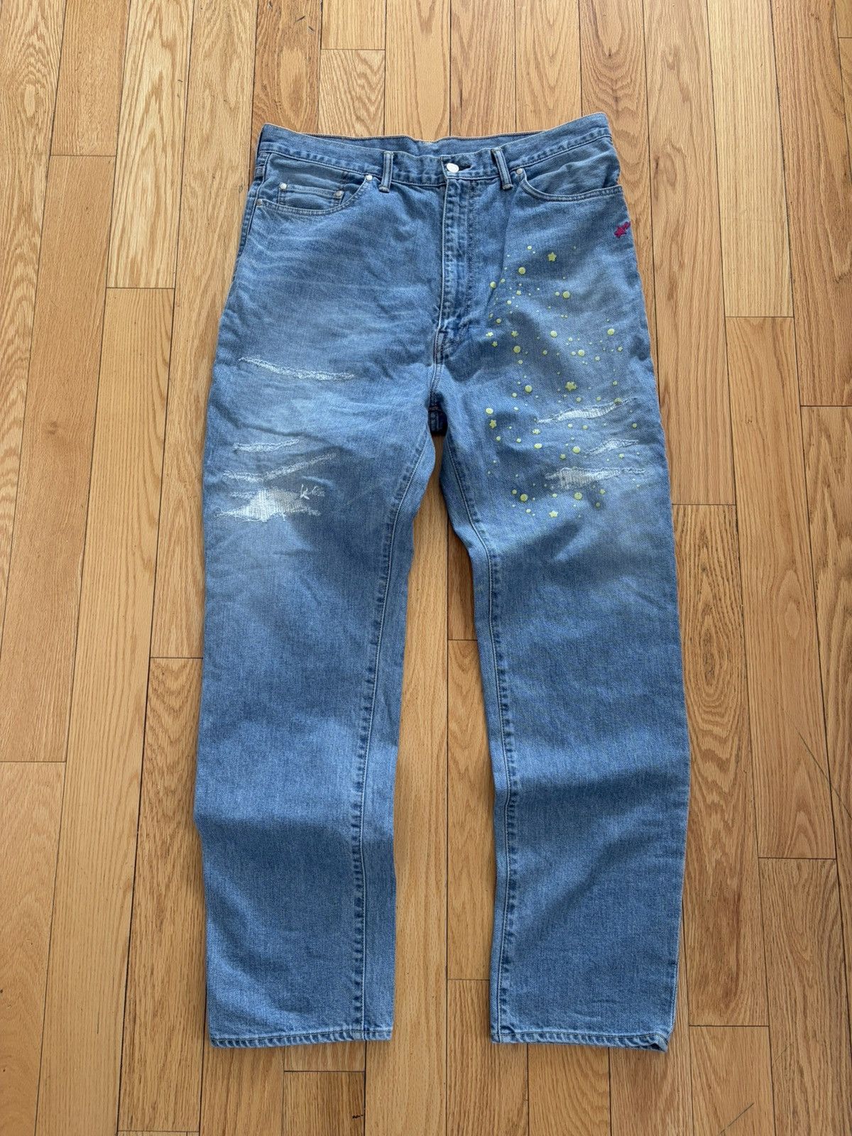 Bape A Bathing Ape Distressed Light Wash Denim Jeans Size US 34 / EU 50 - 1 Thumbnail