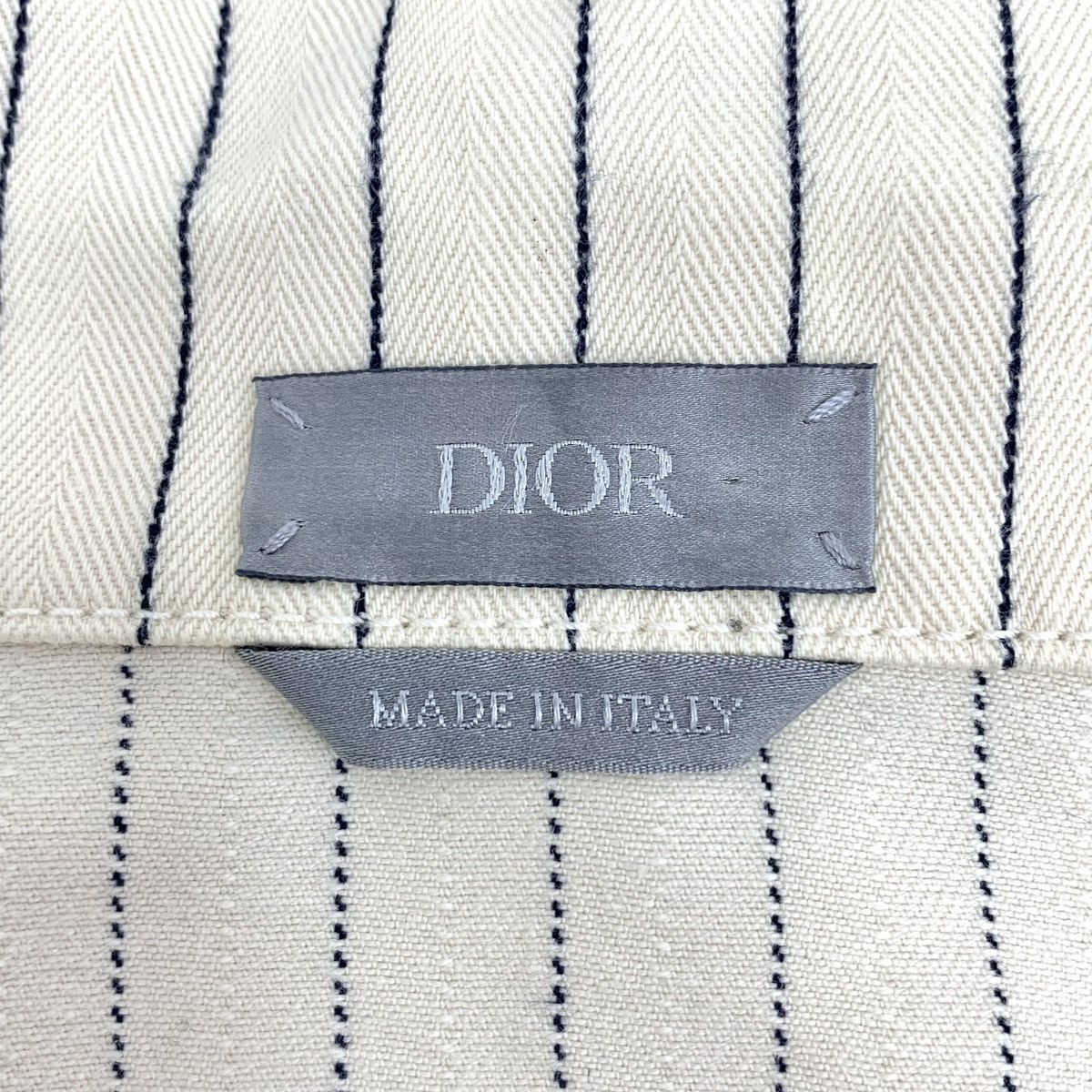 Dior Dior Pale Yellow Striped Embroidered Long Sleeve Shirt K26WX Size US L / EU 52-54 / 3 - 6 Thumbnail
