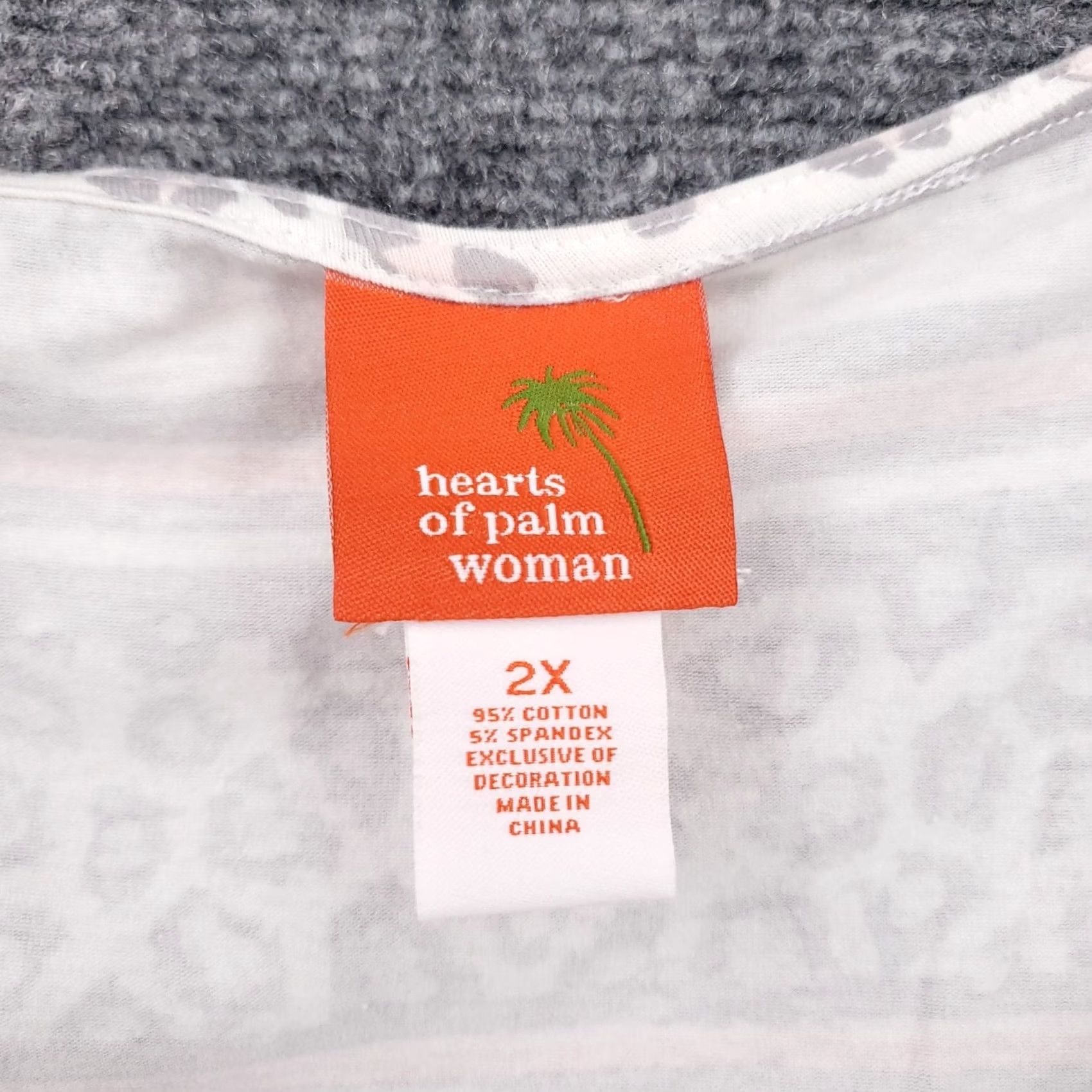 Vintage Women Heart of Palm Plus Size 2X Gray Blush Hour Animal Print T-Shirt 3/4 Sleeve Size XXL / US 16-18 / IT 52-54 - 6 Thumbnail