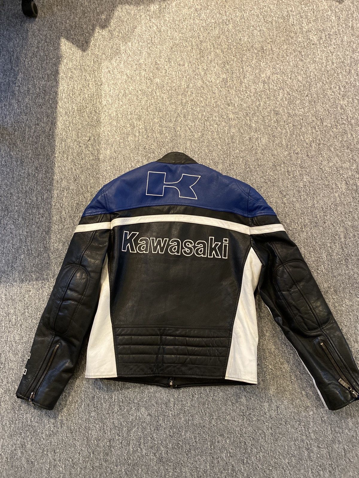 Japanese Brand × Vintage Vintage Kawasaki blue racer leather jacket Size US S / EU 44-46 / 1 - 2 Thumbnail