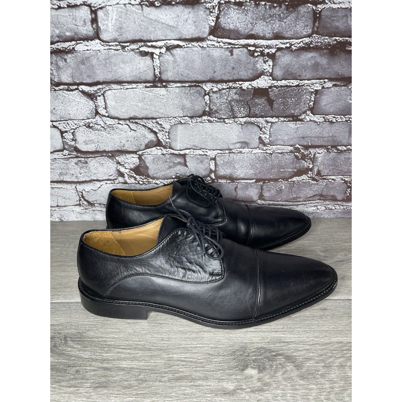 Other Wall+Water Black Leather Cap Toe Brogue Oxfords Shoes Men’s Size US 13 / EU 46 - 4 Thumbnail