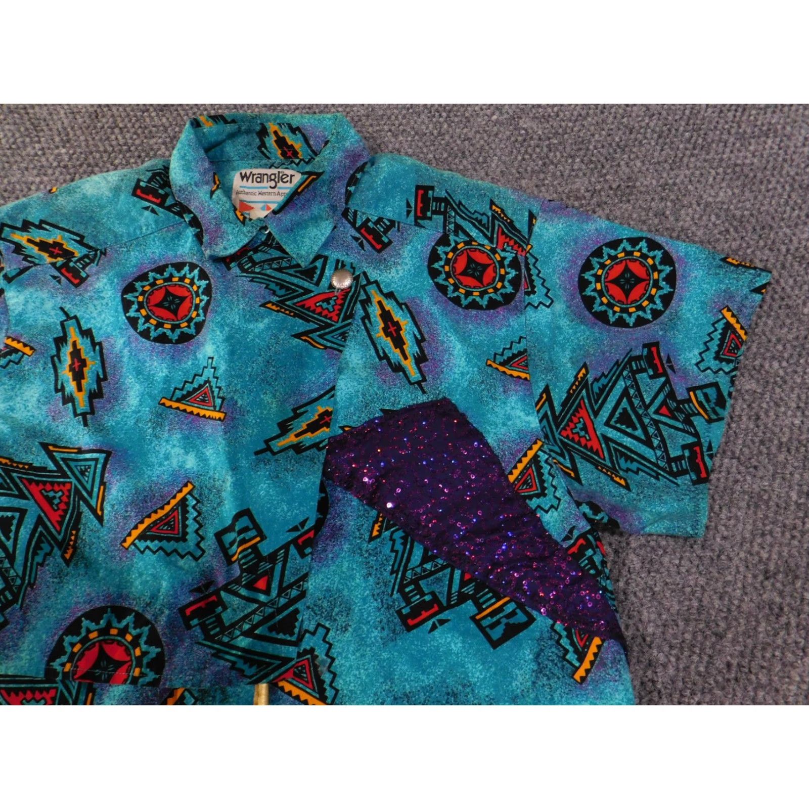 Wrangler VINTAGE Wrangler Shirt Mens XL Blue Aztec Western Cowboy Sequin Rodeo 90s Unique Size US XL / EU 56 / 4 - 5 Thumbnail