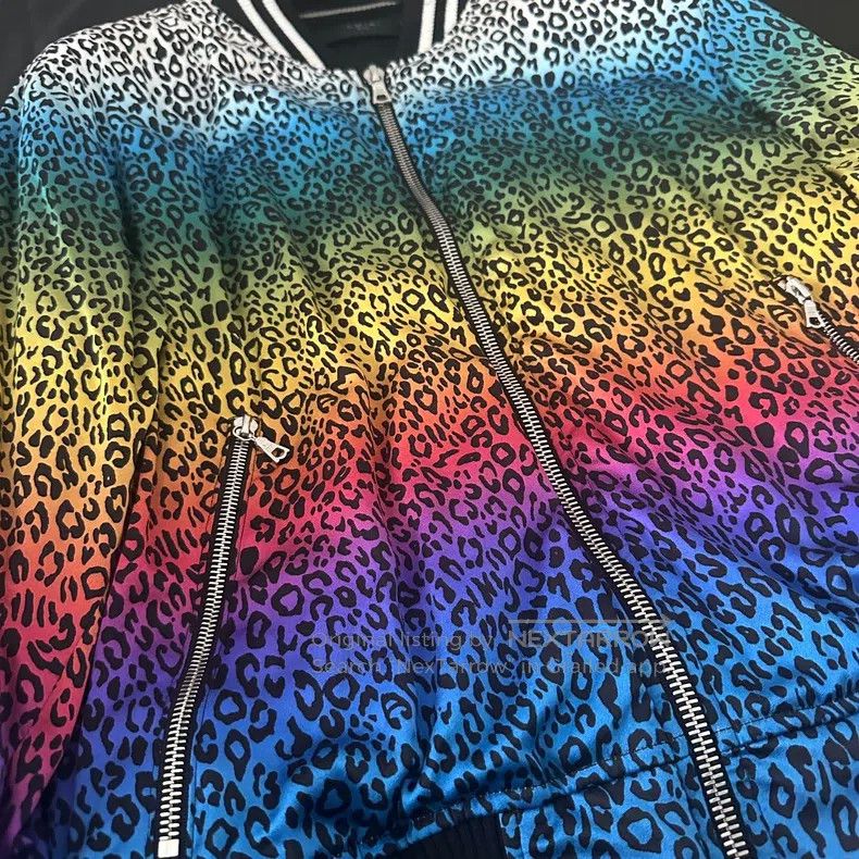 Amiri Amiri Size S Silk Rainbow Leopard Bomber Jacket Size US S / EU 44-46 / 1 - 3 Thumbnail