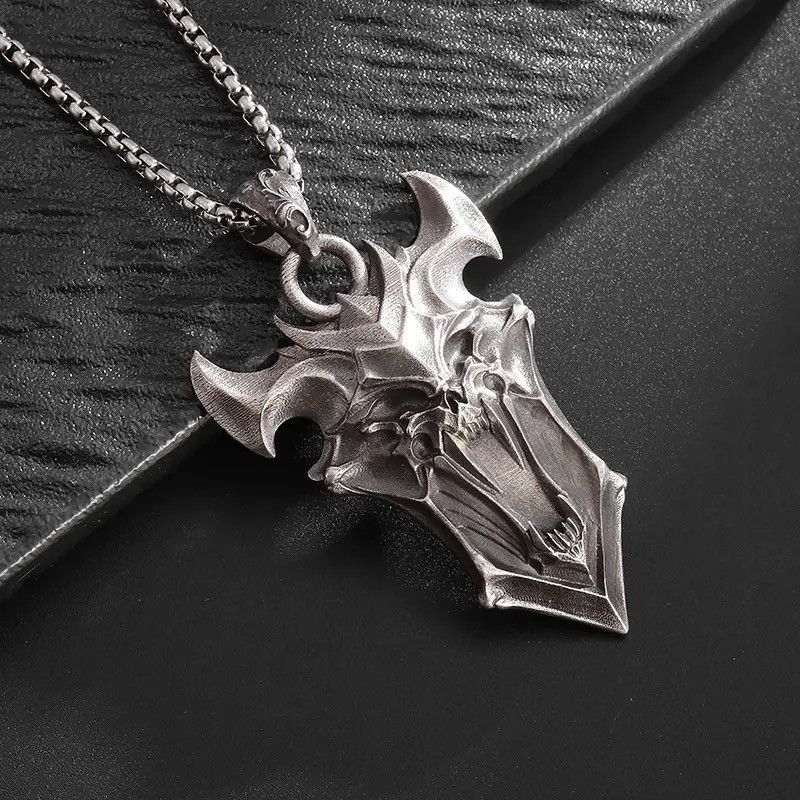 Jewelry Retro Domineering Wolf Head Sword Pendant Necklace Size ONE SIZE - 1 Thumbnail