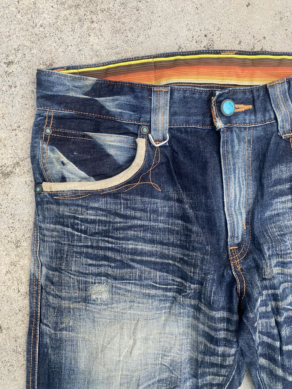 Edwin × Japanese Brand × Vintage Vintage y2k Edwin Blue Trip Faded Claw Mark Denim Jeans Size US 36 / EU 52 - 4 Thumbnail