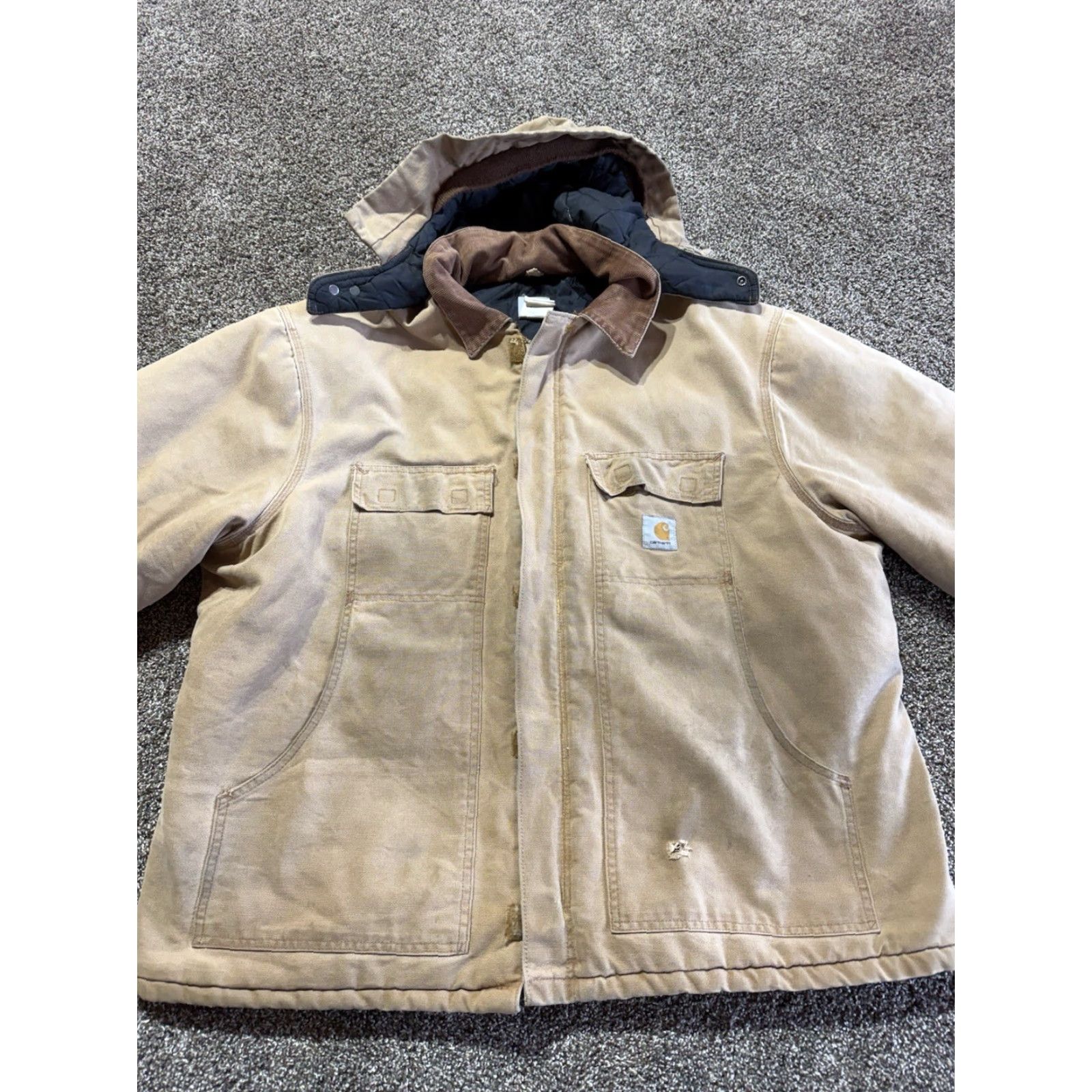 Carhartt VINTAGE Carhartt Jacket 3XL Tan Distressed Faded 90s Workwear Logo Quilted Zipper Carhartt C03 Mens Size US XXL / EU 58 / 5 - 3 Thumbnail