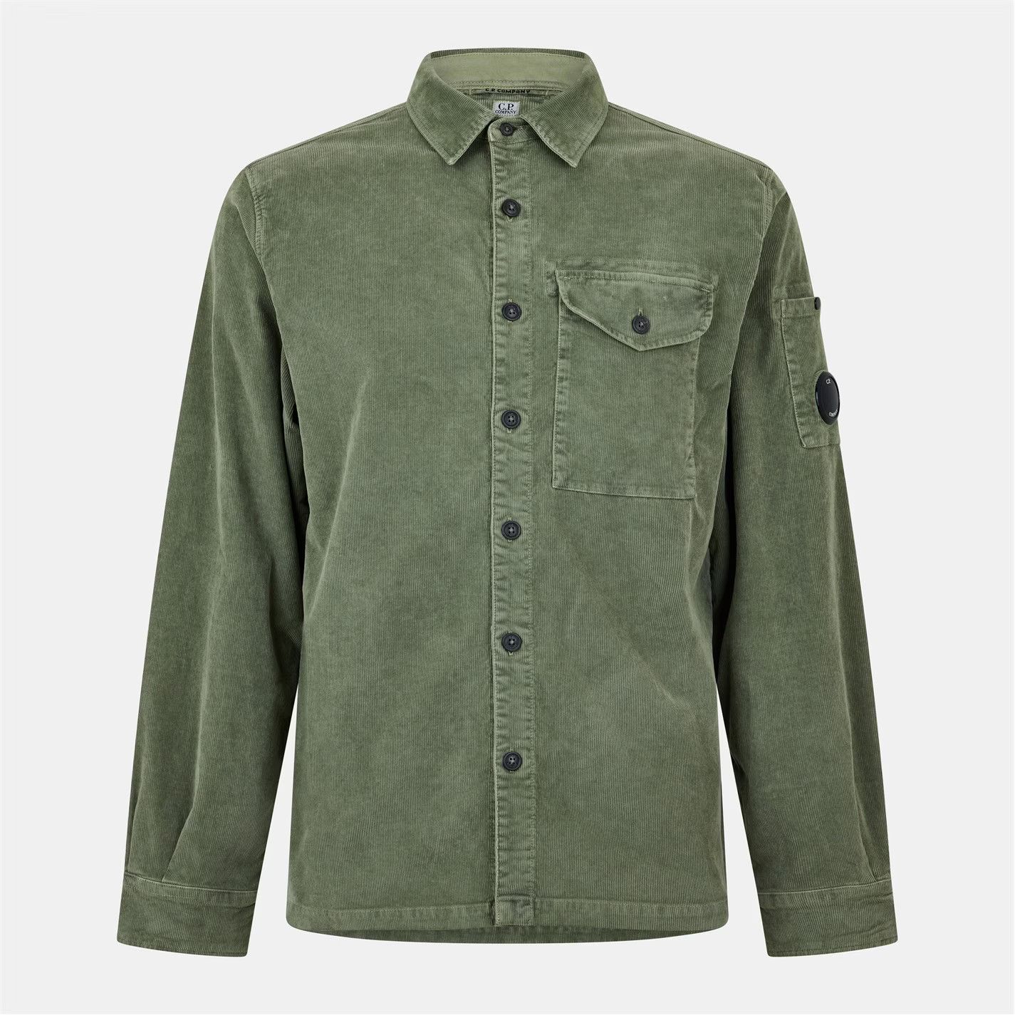 C.P. Company o1g2r1mq0426 Lens Cord Long Sleeve Plain Shirt in Green Size US S / EU 44-46 / 1 - 1 Thumbnail