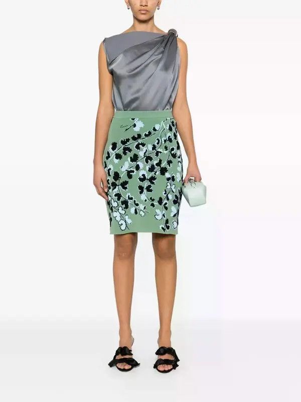 Lanvin o1y0326 Mini Skirt in Sage Green/Black Size 28" / US 6 / IT 42 - 5 Thumbnail