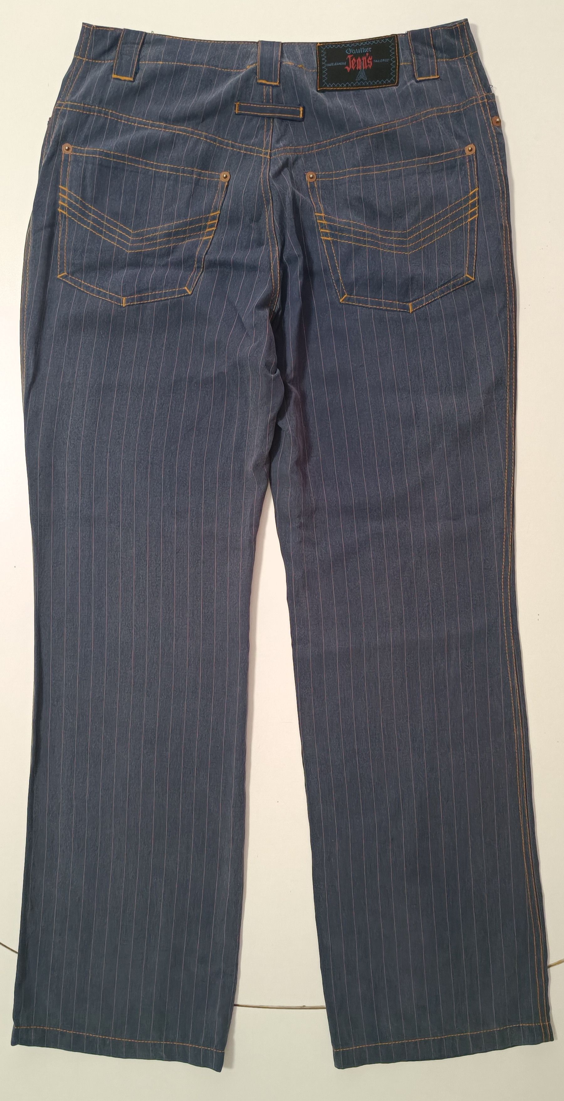 Jean Paul Gaultier Grayish blue pants with fine white vertical stripes Size 27" / US 4 / IT 40 - 2 Thumbnail