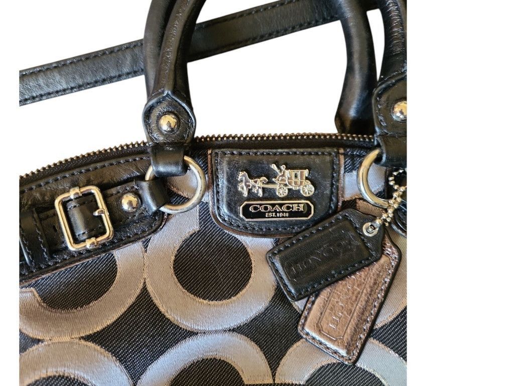 Coach Coach Satchel Top Handle Bag Medium Black Silver Size ONE SIZE - 2 Thumbnail