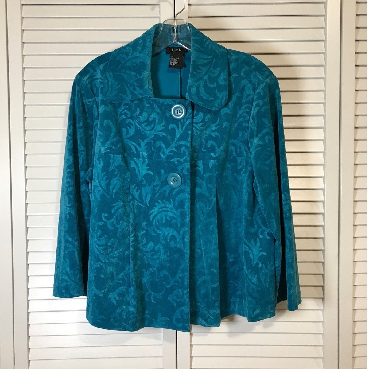 Other R.Q.T Vintage Blue Corduroy Collared ¾ Sleeve Swing Jacket L Size L / US 10 / IT 46 - 1 Thumbnail