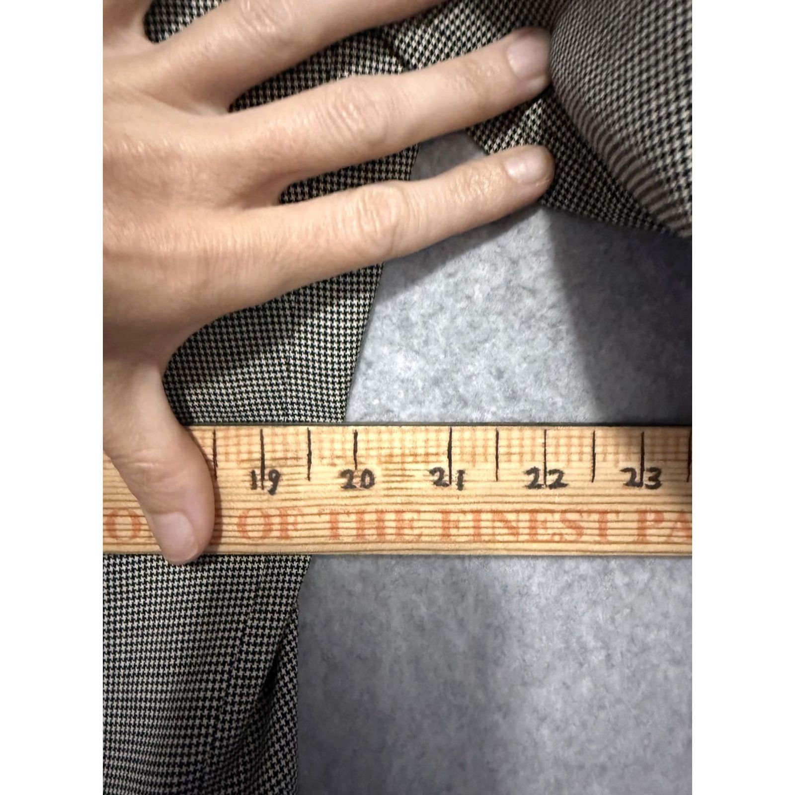 Doublet VINTAGE Tom James Suit Jacket Mens 46L Gray Check Double Breasted Long Big Tall Size 46R - 6 Thumbnail