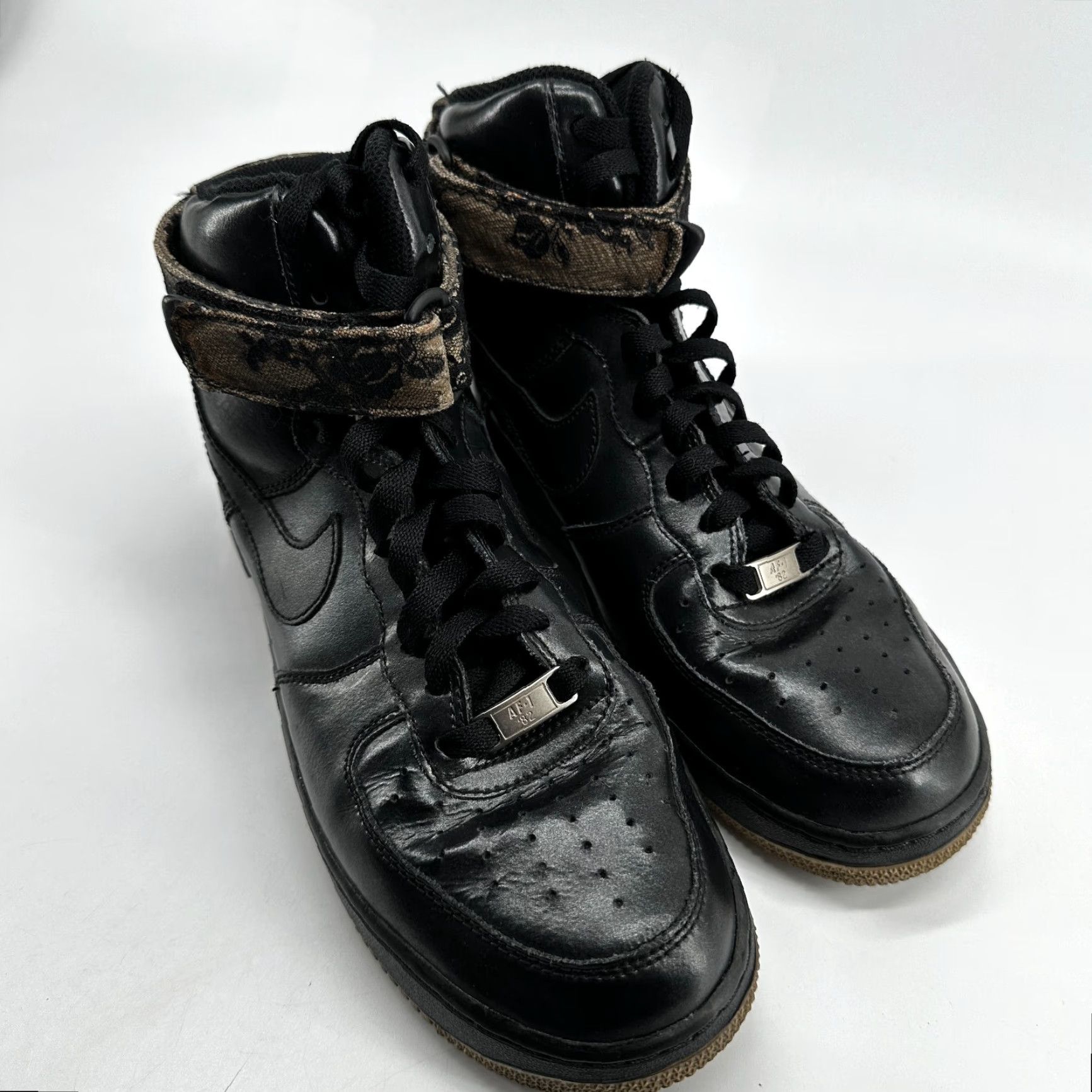 Nike Nike Air Force 1 Sneaker Athletic Black Women's 10 Lace Up High Top - Leather Rubber Comfort Classic 334031-003 Size L / US 10 / IT 46 - 2 Thumbnail