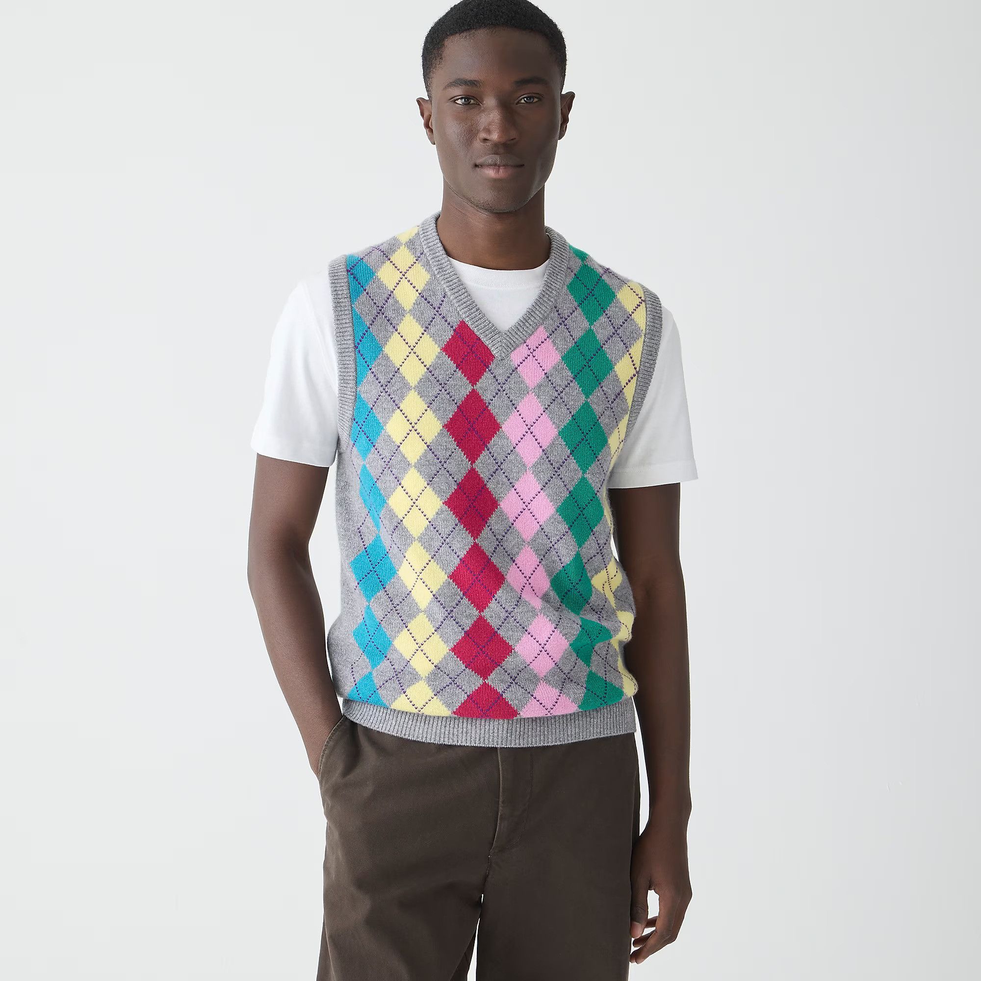 J.Crew J.Crew Men's Cashmere Sweater-Vest Multi Color Argyle NWT Size US L / EU 52-54 / 3 - 2 Thumbnail