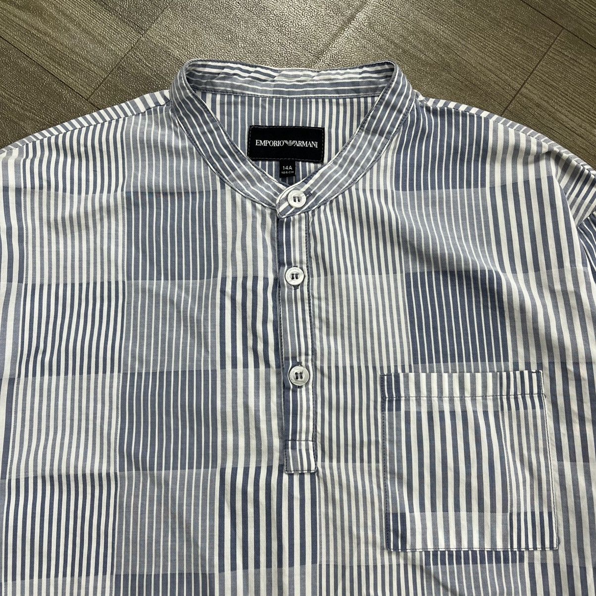 Emporio Armani Vintage Emporio Armani Striped Mandarin Collar Shirt Size US S / EU 44-46 / 1 - 3 Thumbnail
