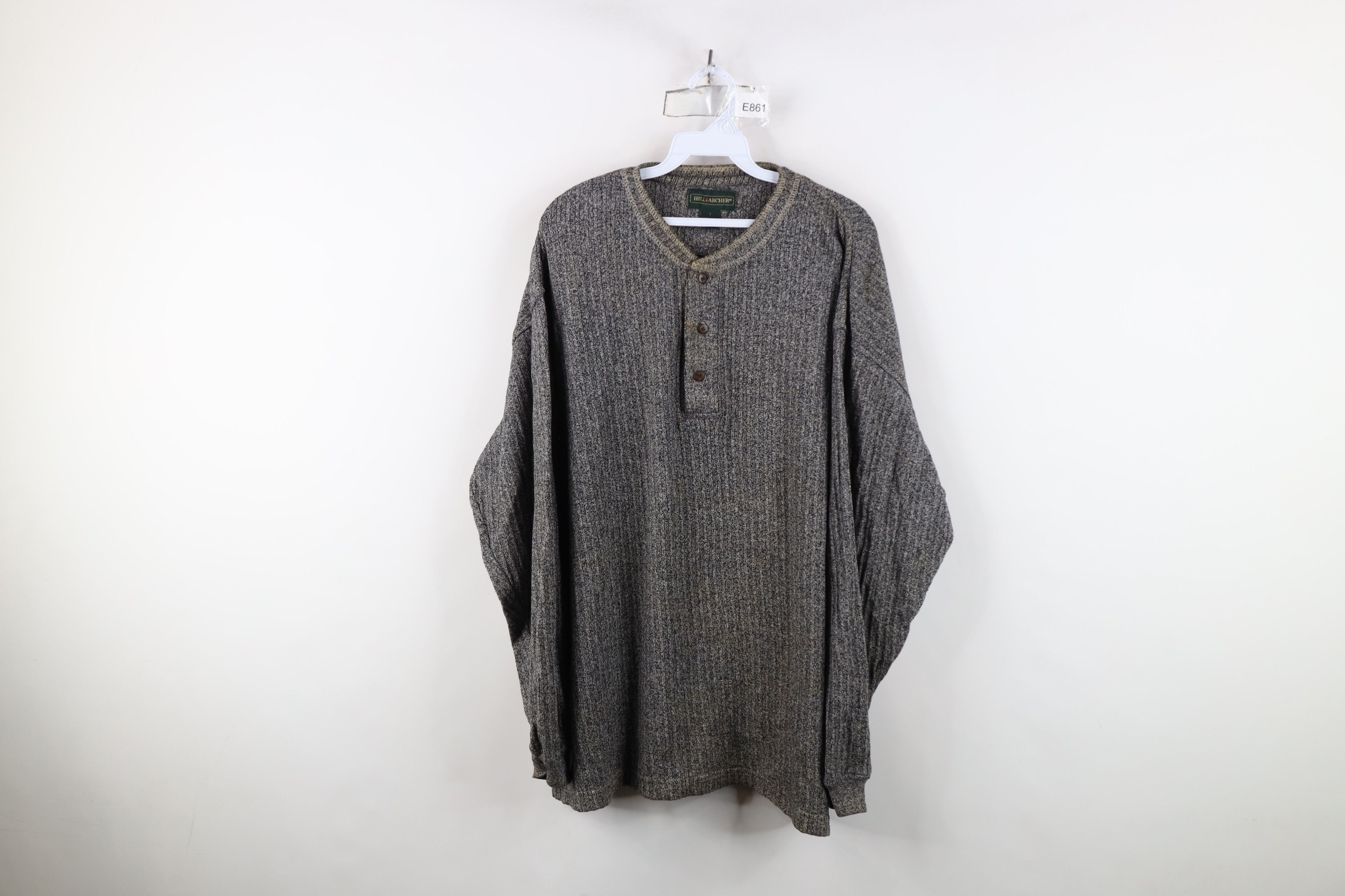 Vintage Vintage 90s Streetwear Heavy Ribbed Knit Henley T-Shirt Size US L / EU 52-54 / 3 - 1 Thumbnail