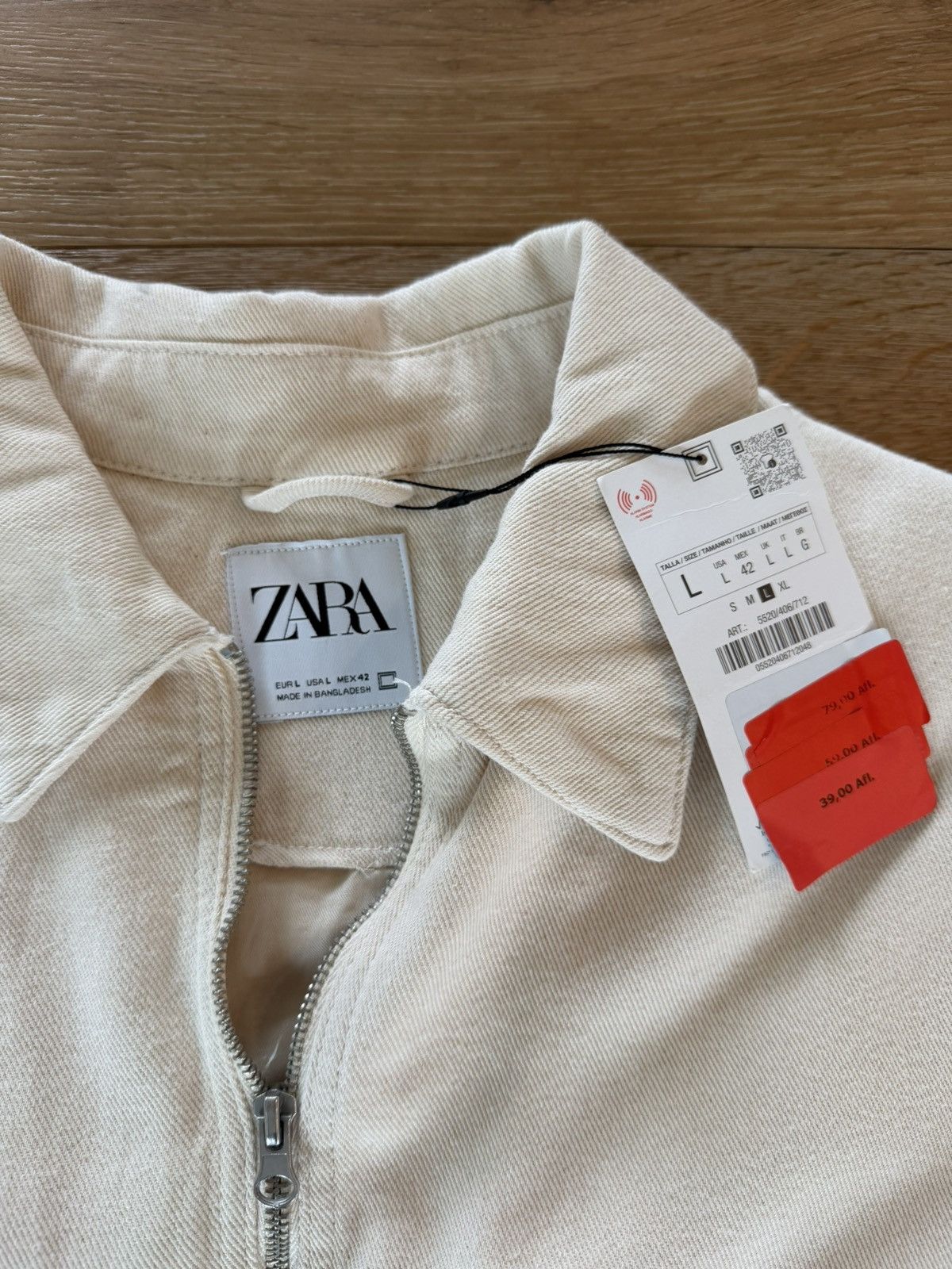 Zara NWT ZARA Utility Chore Crop Jacket Beige Cream Full Zip Size US L / EU 52-54 / 3 - 7 Thumbnail