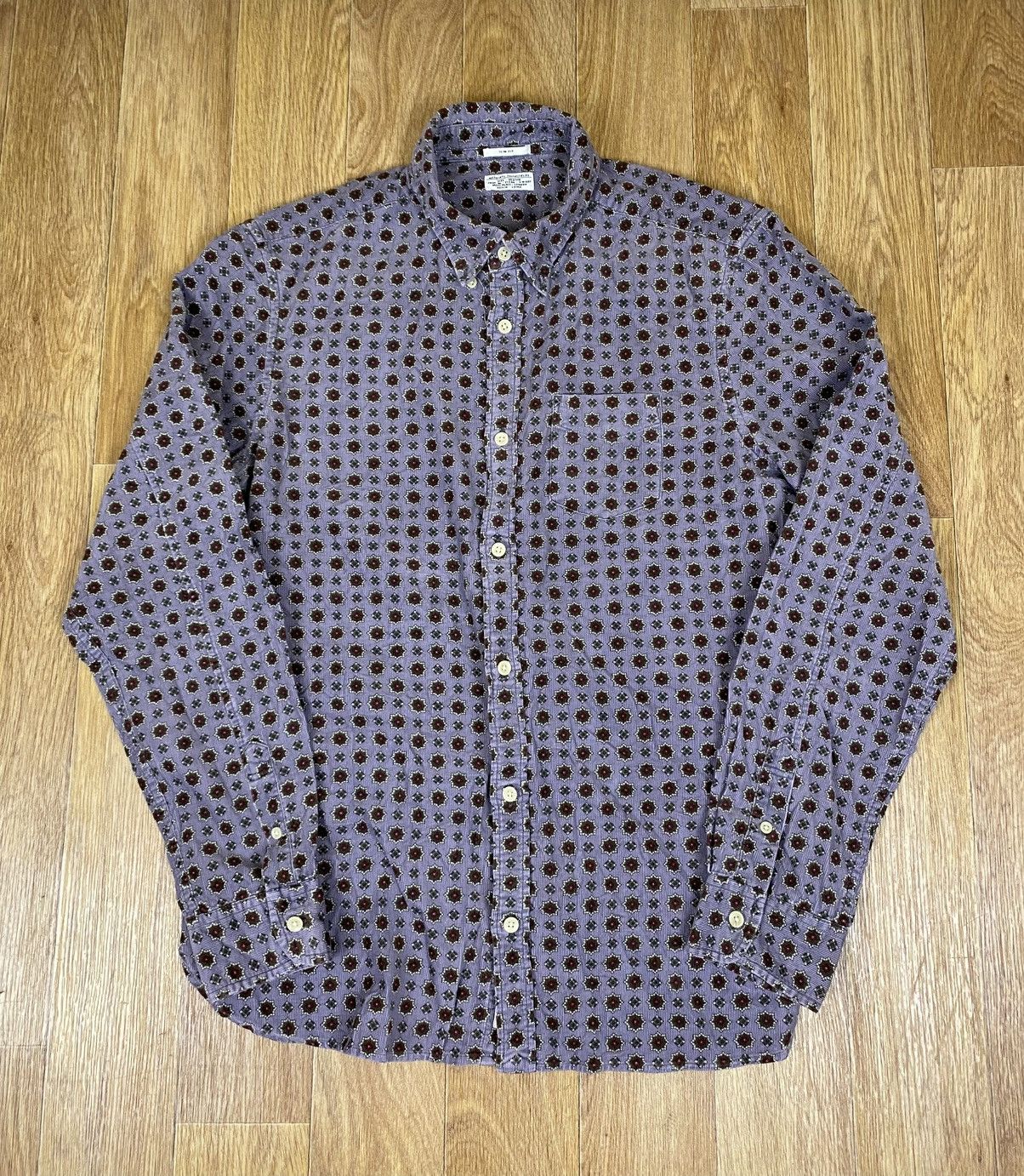 Allsaints Allsaints Purple Corduroy Pattern Button Shirt Size: M Size US M / EU 48-50 / 2 - 1 Thumbnail