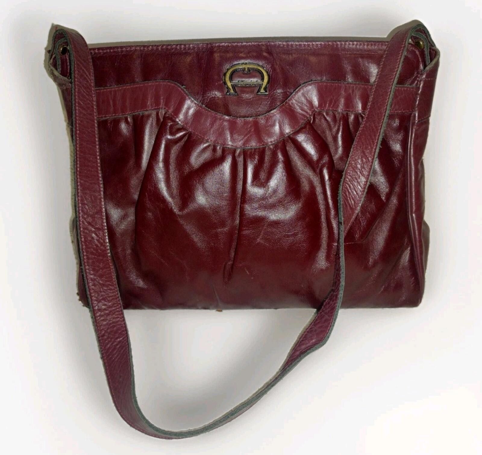 Etienne Aigner VTG 70s Aigner Burgundy Leather Shoulder Bag Chunky A Size ONE SIZE - 1 Thumbnail