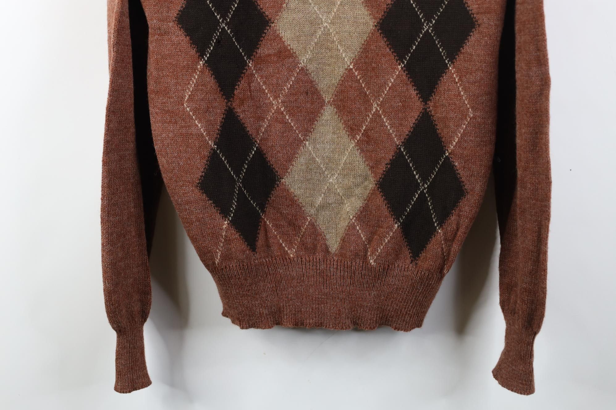Vintage Vintage 70s Streetwear Wool Blend Argyle Diamond Sweater Size XL / US 12-14 / IT 48-50 - 3 Thumbnail
