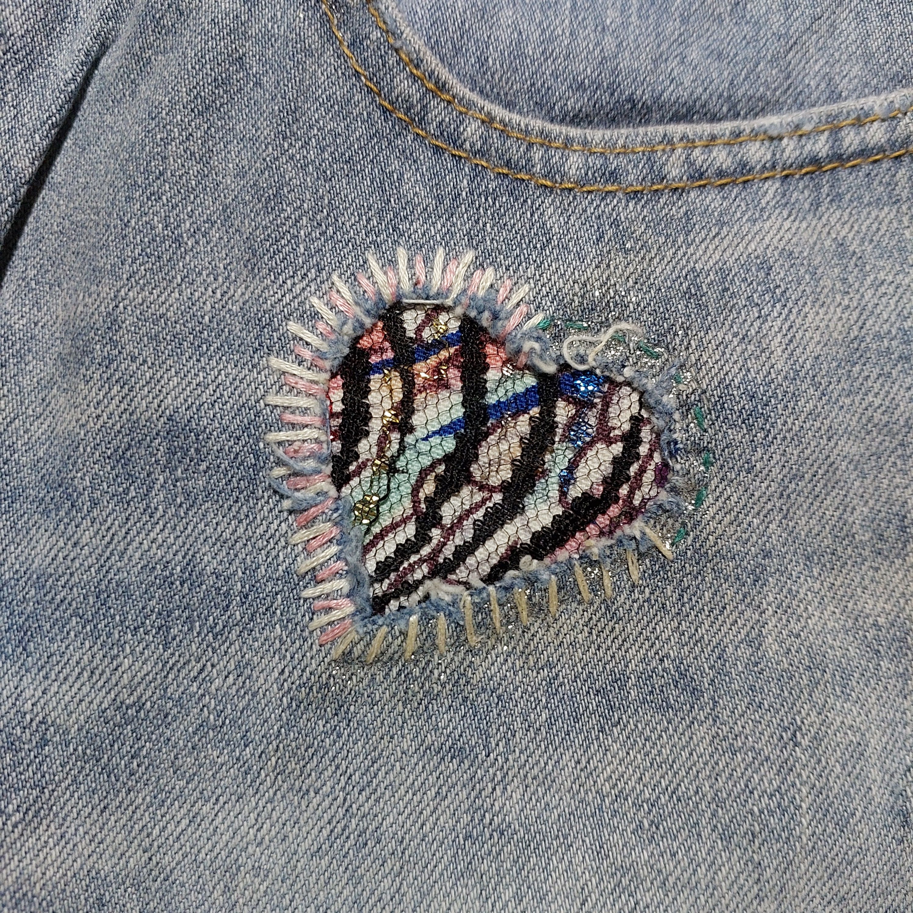 Issey Miyake vintage Tsumori Chisato heart patch blue jeans Size 30" / US 8 / IT 44 - 7 Thumbnail