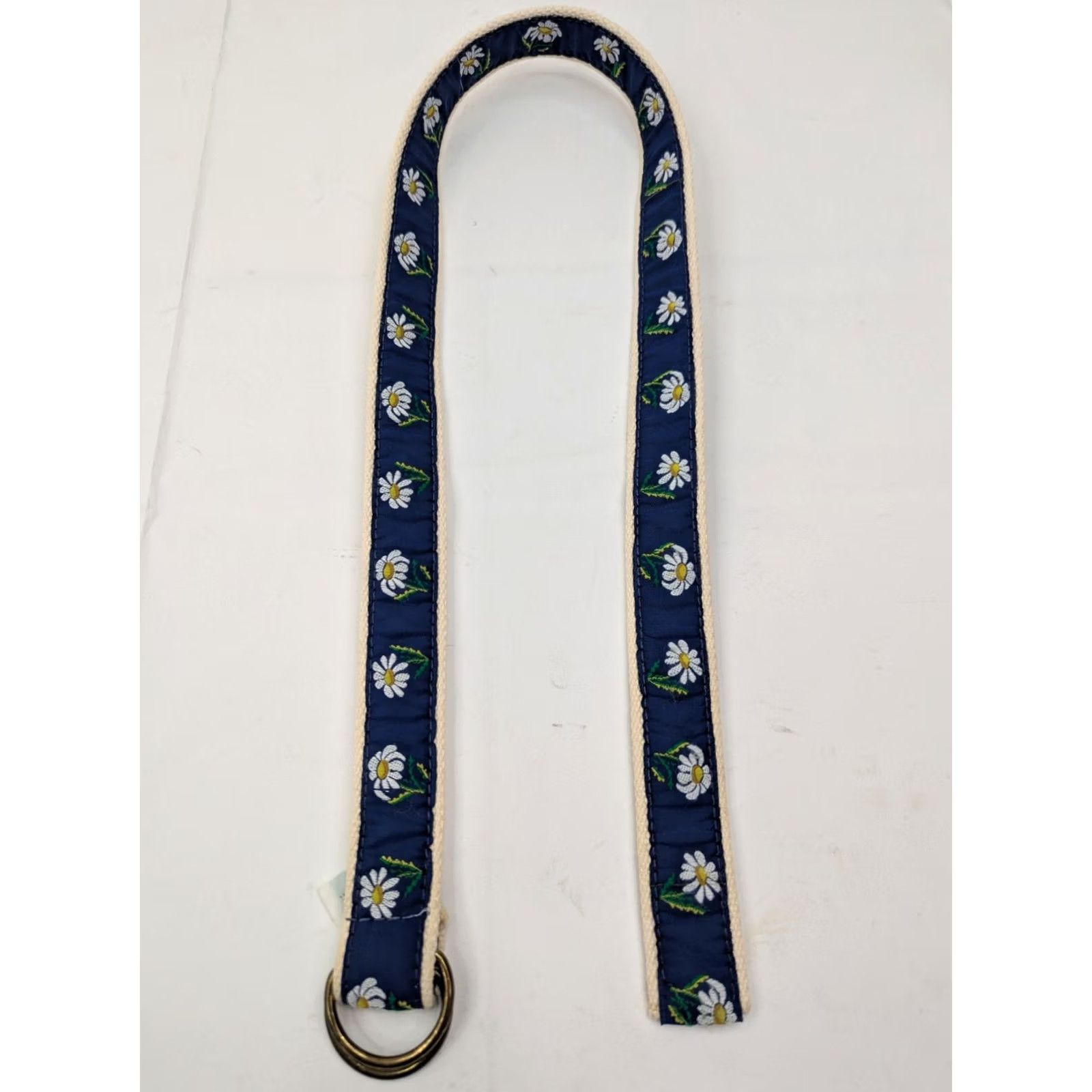 Vintage Leather Man Floral Embroidered Canvas Belt 35" Long Adjustable Buckle Blue Unisex Adults Size 34 - 5 Thumbnail