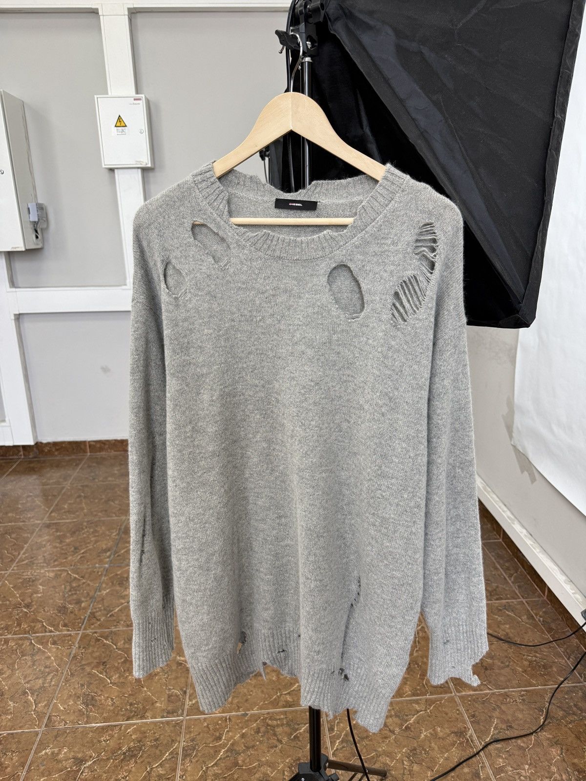 Diesel 🇮🇹 Diesel Distressed Alpaca Wool Knit Sweater Made in Italy Size L / US 10 / IT 46 - 1 Thumbnail