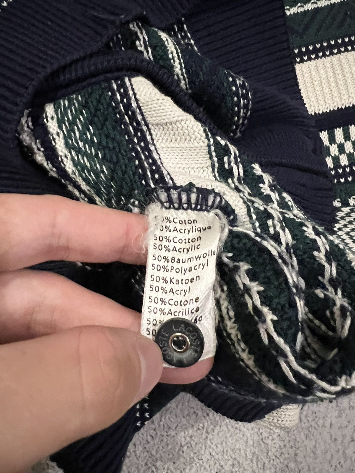 Lacoste × Vintage Vintage Y2k Lacoste Acrylic Striped Cardigan Sweater 00’s Size US M / EU 48-50 / 2 - 5 Thumbnail