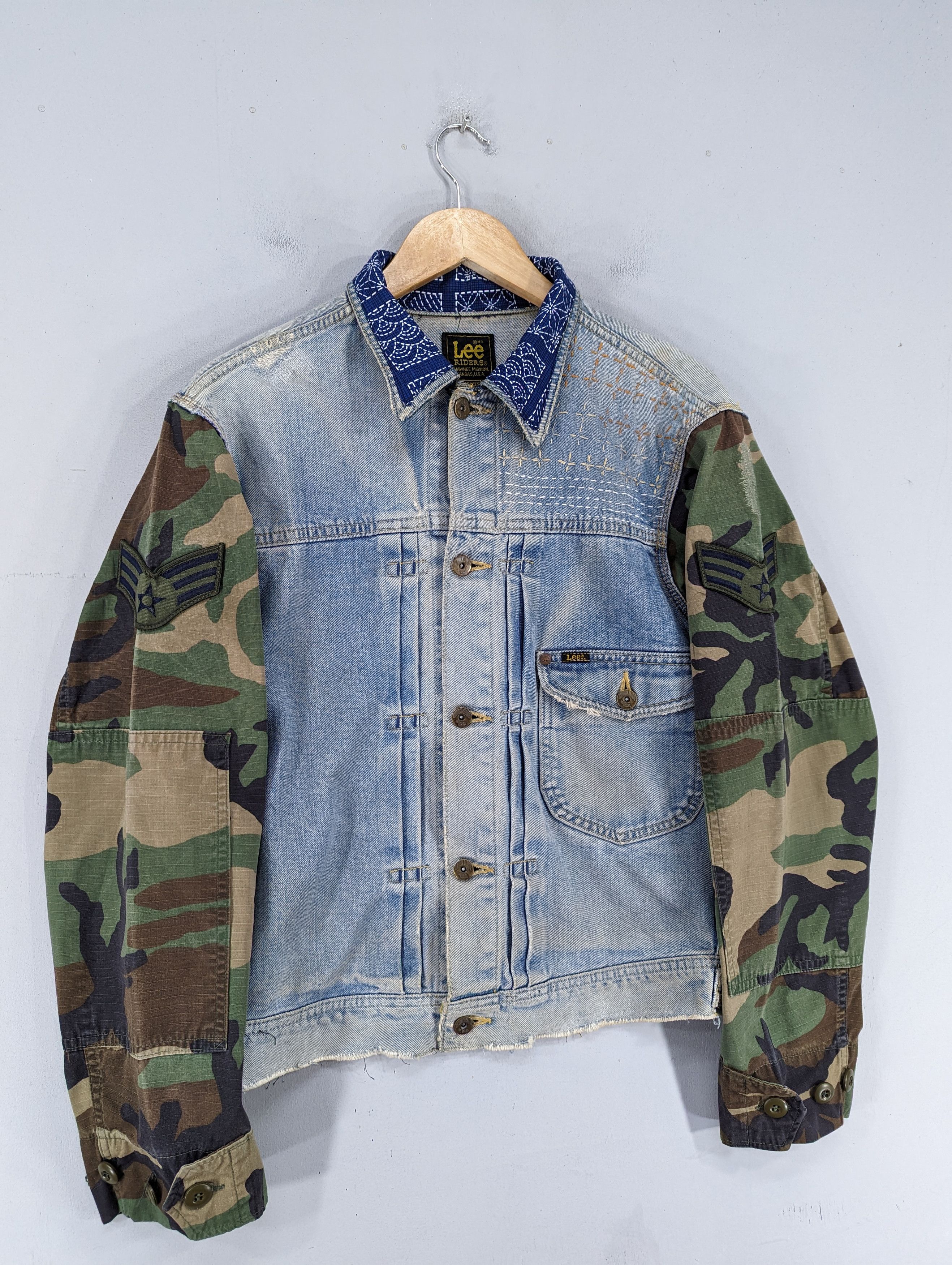 Lee 🔥1 Of 1 Custom Lee X Army Sleeve Denim Jacket Distressed Size US M / EU 48-50 / 2 - 3 Thumbnail